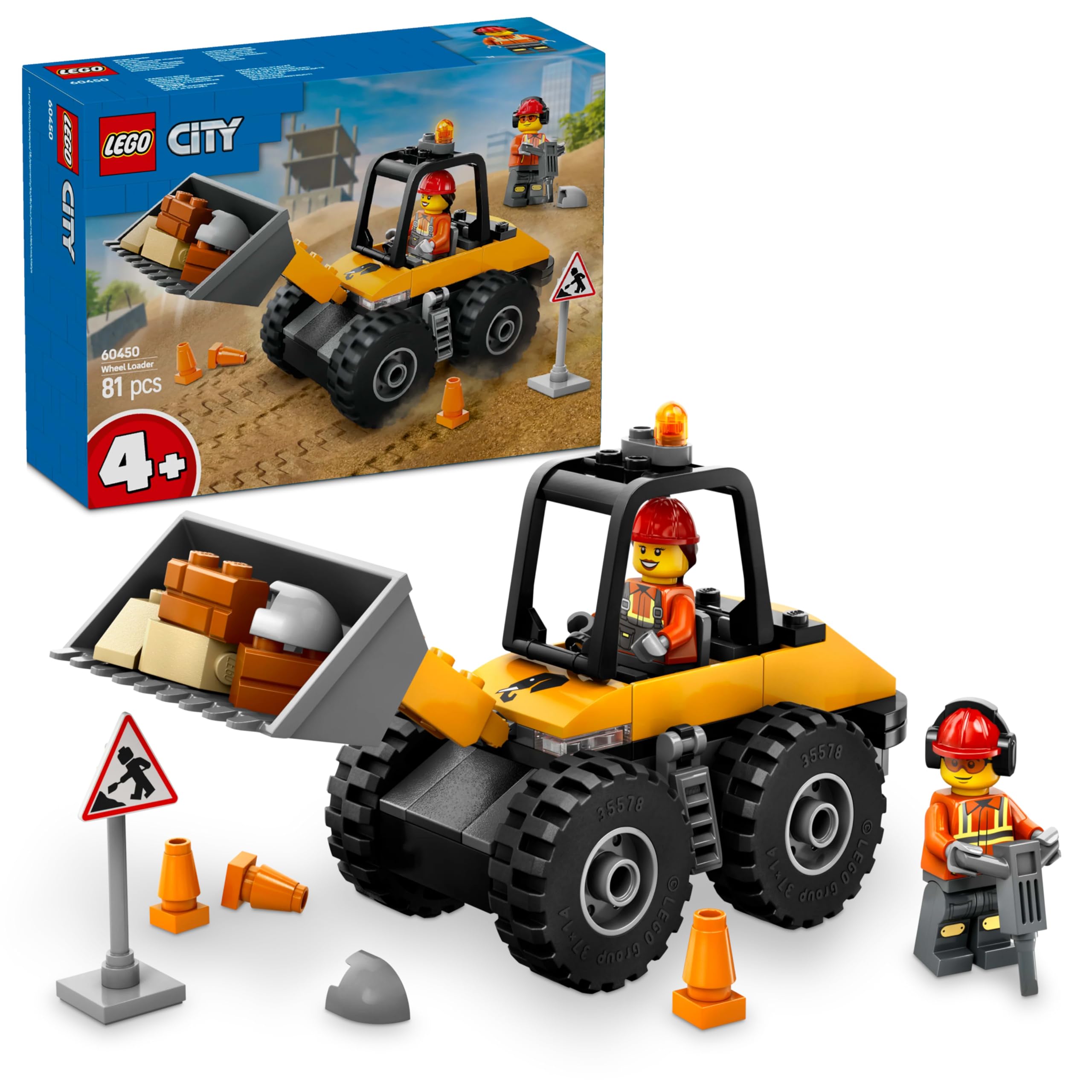 LEGO City Gelber Bau-Radlader – Bauset für Kinder ab 4 Jahren