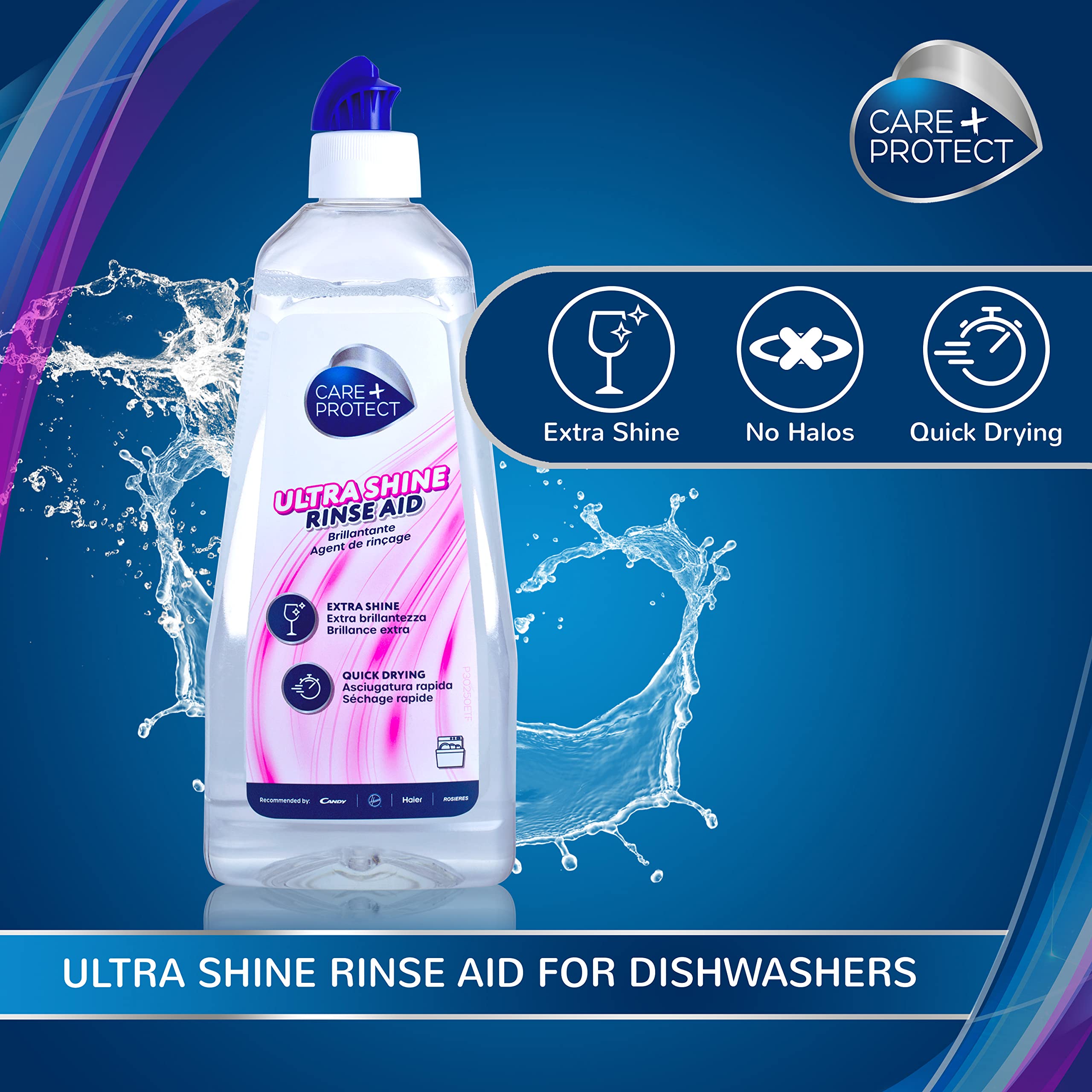 CARE + PROTECT ECO+ Rinse Aid for All Dishwashers - Unscented Liquid, 580 ml (Pack of 3) 2