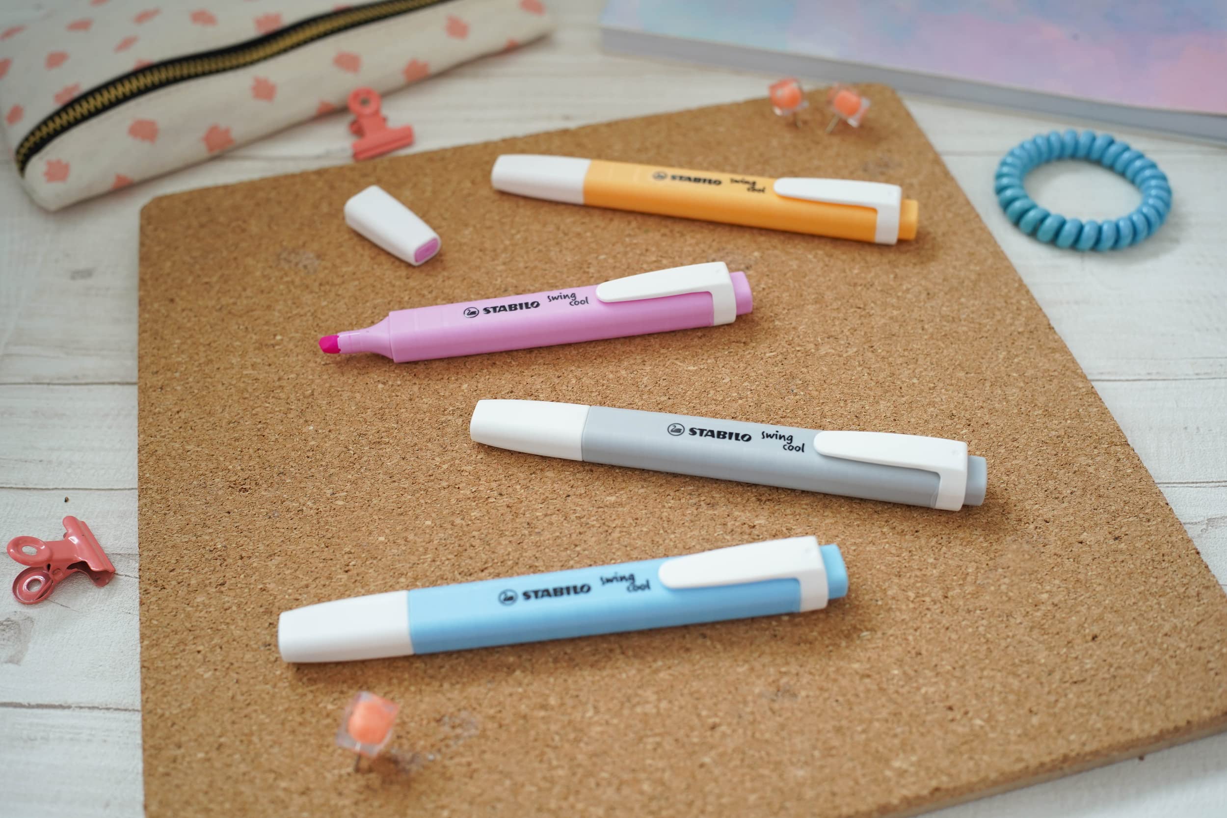 STABILO Highlighter swing cool Pastel - Pack of 8 - Breezy Blue, Touch of Turquoise, Hint of Mint, Pale Orange, Dash of Lime, Lilac Haze, Frozen Fuchsia, Dusty Grey 6