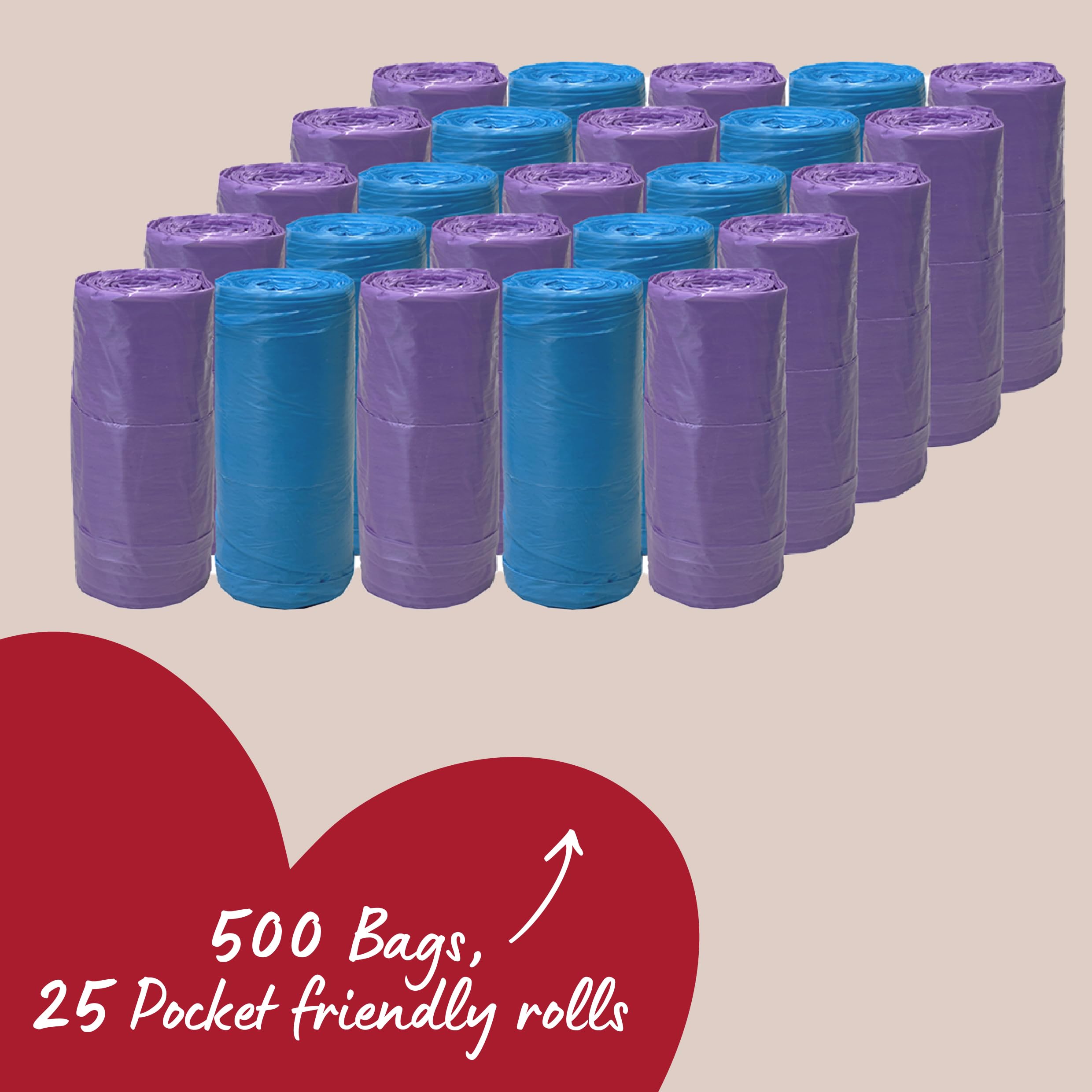 Rosewood Dog Poo Bags with Handles - 500 Bags | Vanilla Scented | Made with Recycled Plastic 2