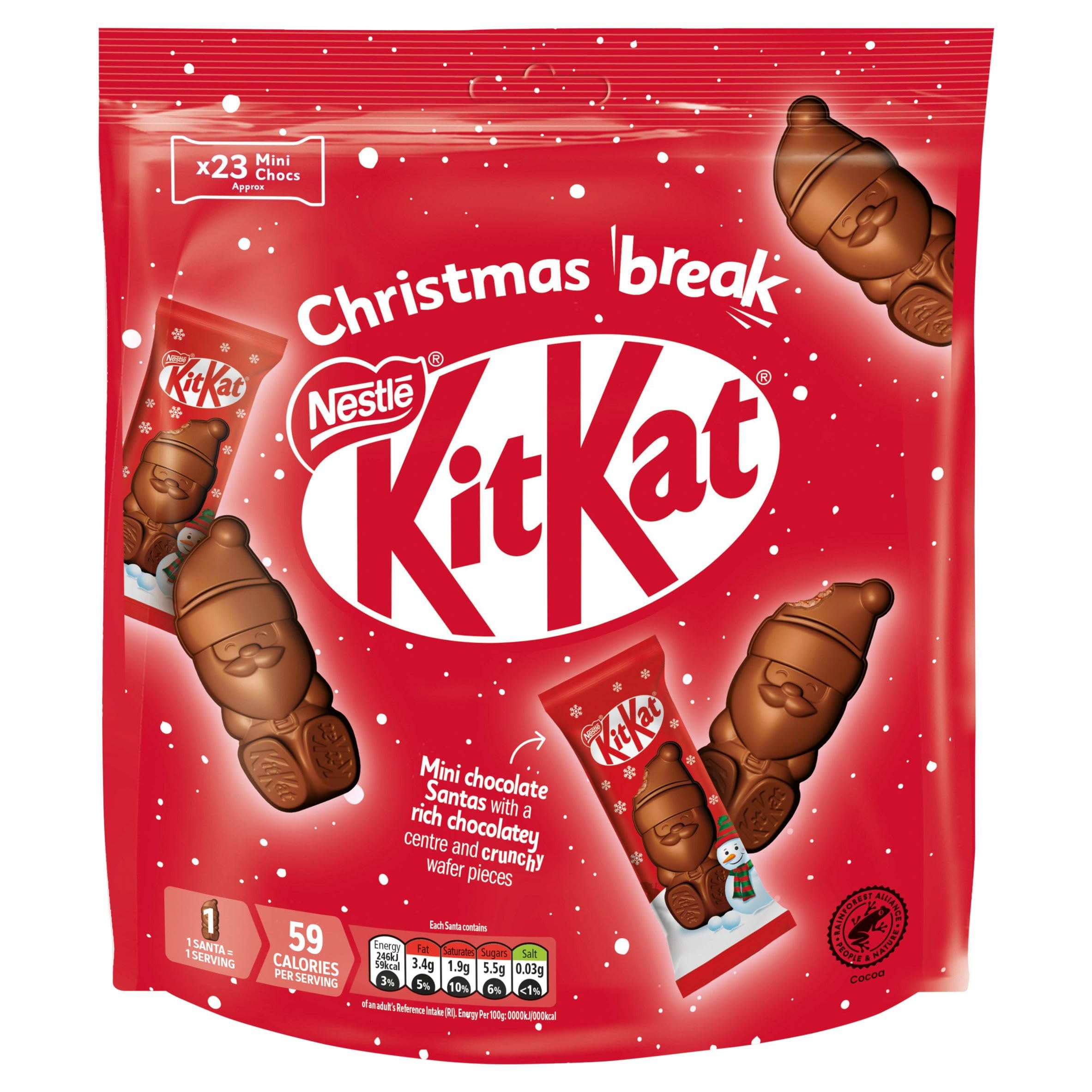 KitKat Santa Großer Beutel – 264 g festliche Leckereien aus Milchschokolade