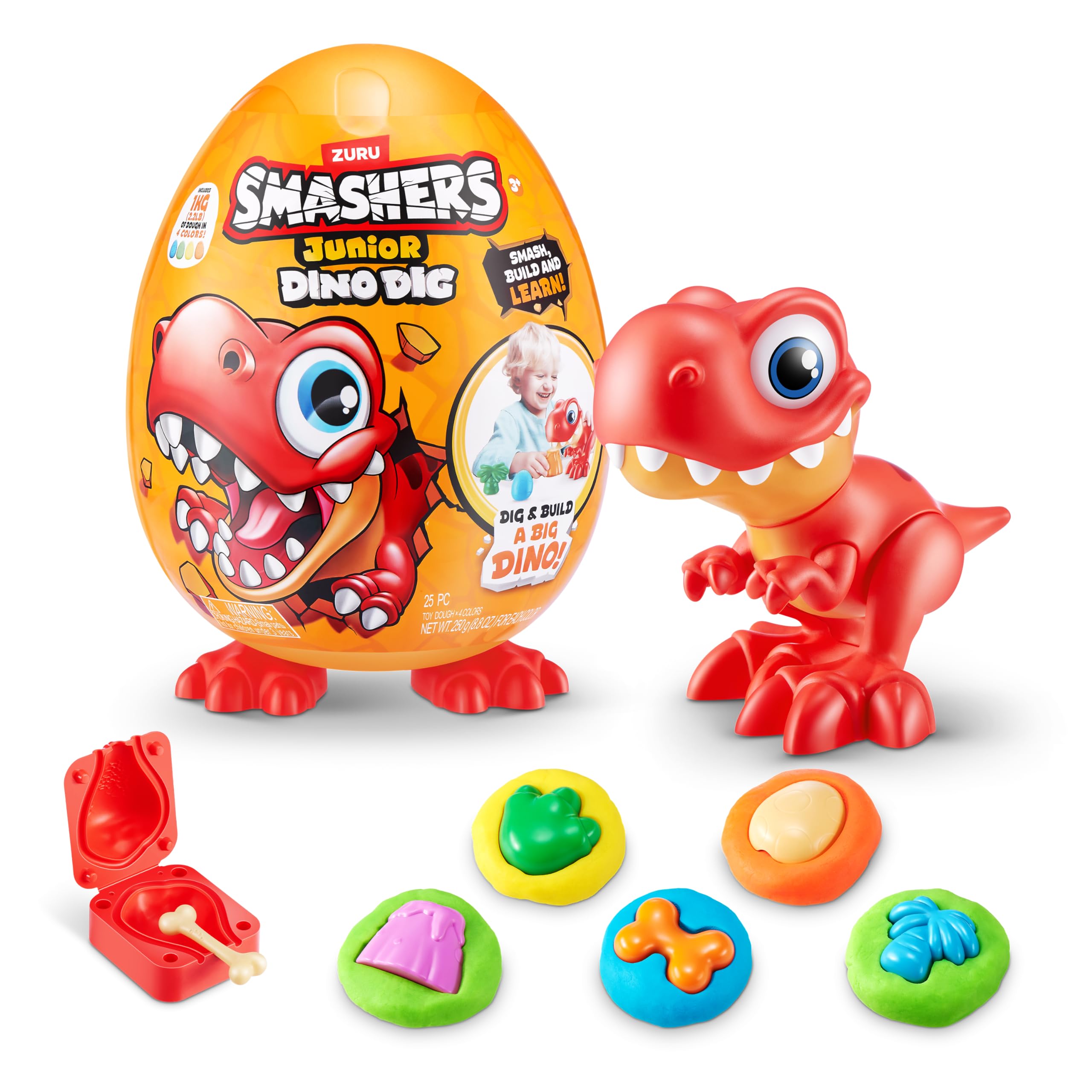 Smashers Junior Dino Dig Large Egg - T-Rex Buildable Dino Playset for Toddlers 18m+ 8