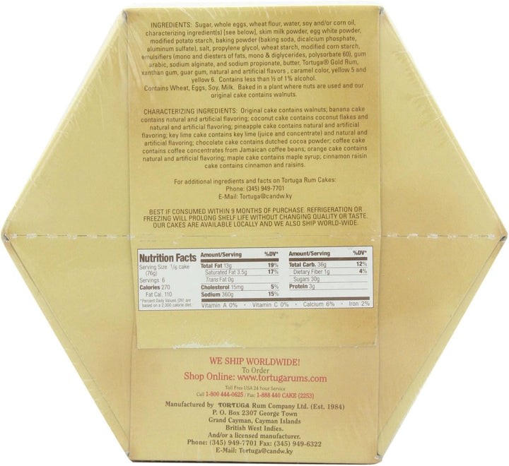 Tortuga Golden Original Rum Cake with Walnuts, 454g