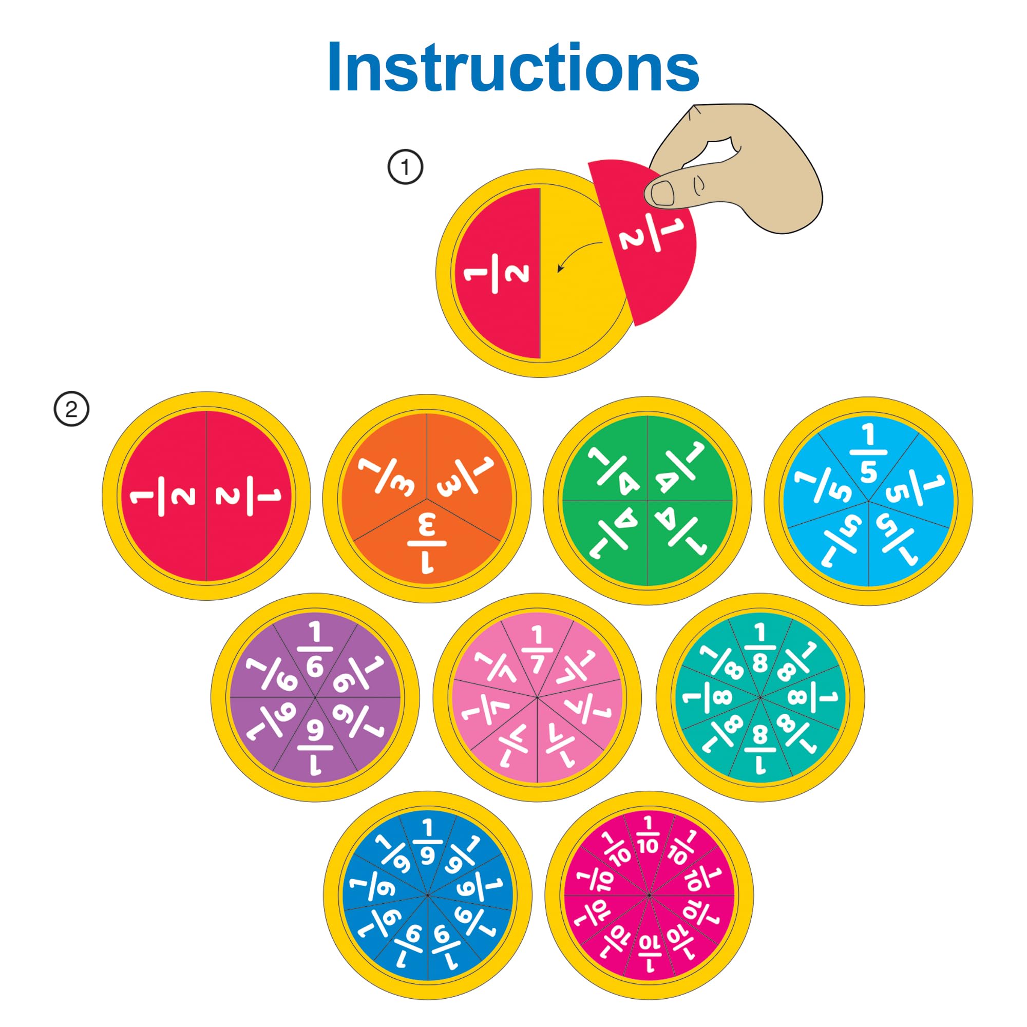 Baker Ross Learn Fractions Foam Kits - Pack of 9, STEM, Math Aids, Colour-Coded Pieces 6