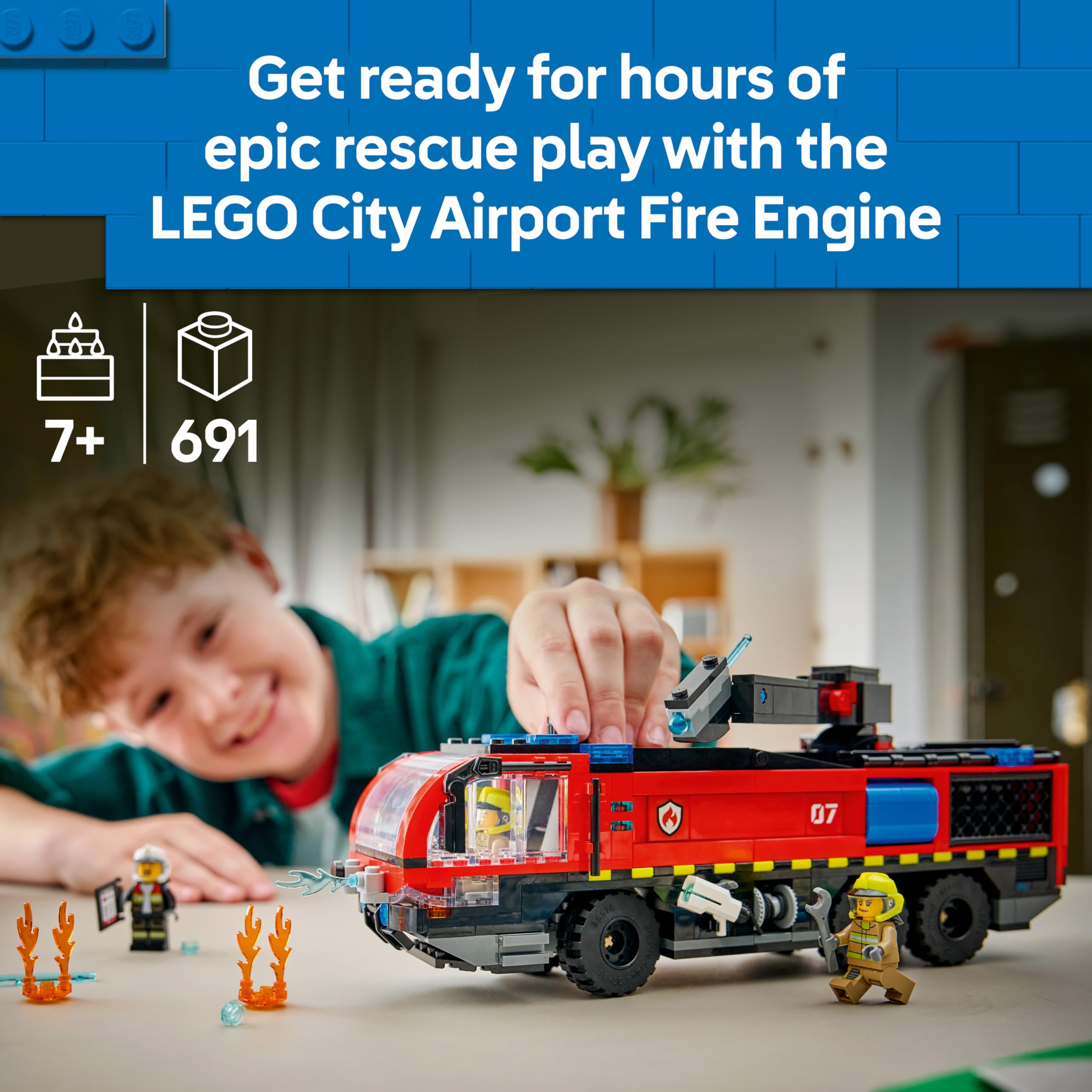 LEGO City Airport Fire Engine Truck Toy 60499 | Ages 7+ | 4 Firefighter Minifigures 2