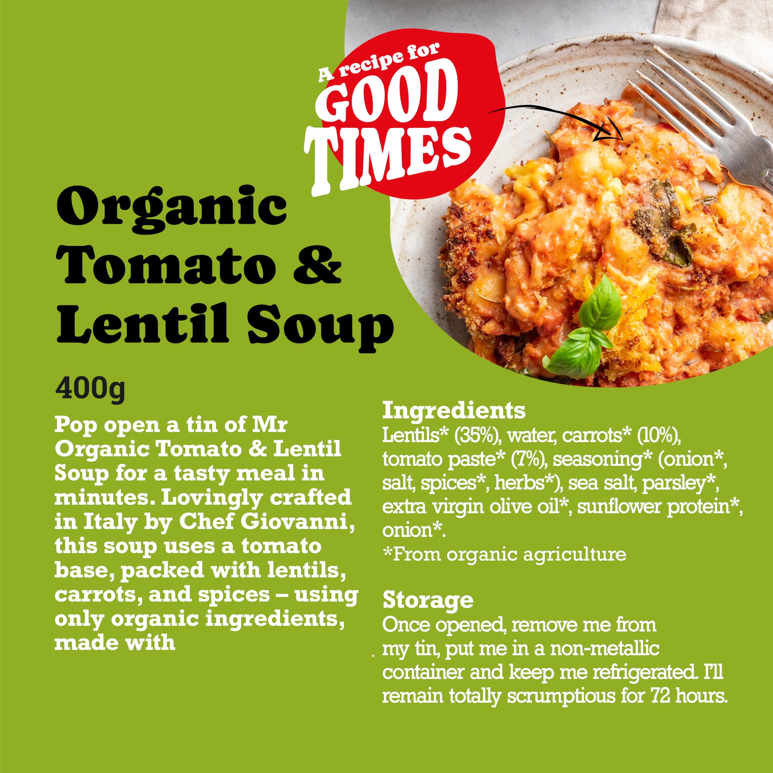 Mr Organic Tomato and Lentil Soup - Organic, High in Protein & Fibre | 400g Tin 2