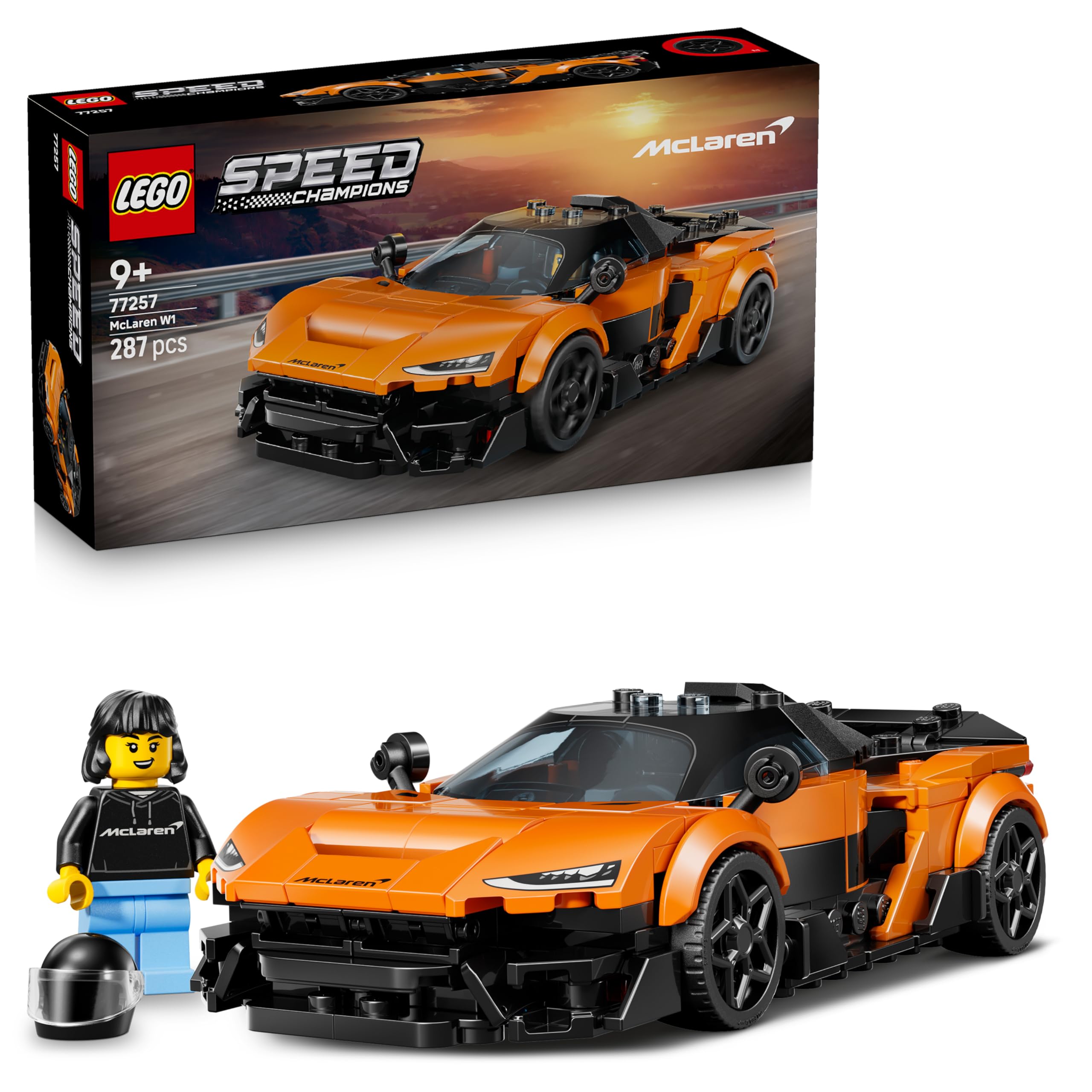 LEGO Speed Champions McLaren W1 Supercar Toy Model Kit 77257 for Ages 9+ with 287 Pieces
