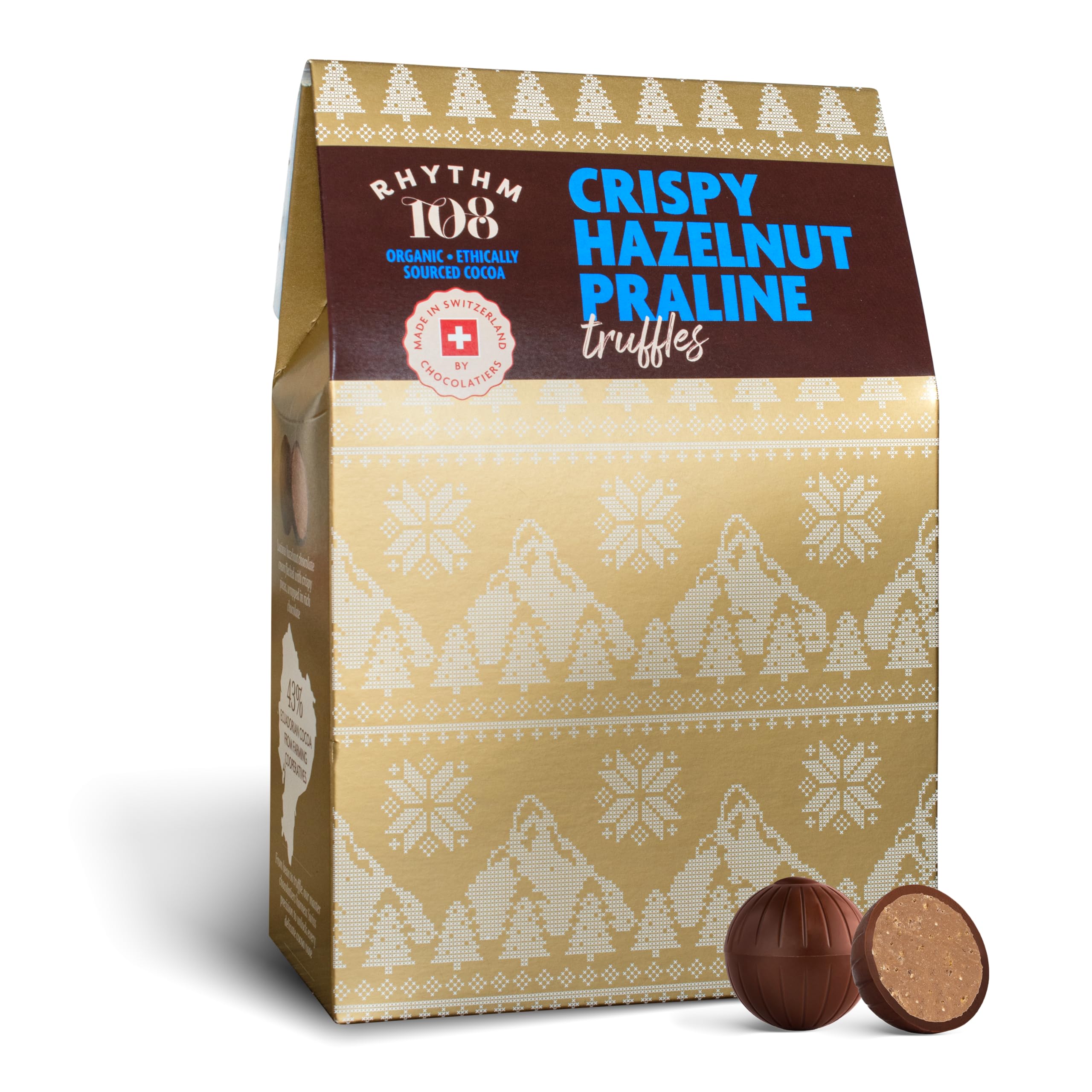 Rhythm 108 Crispy Hazelnut Praline Chocolate Truffles - 500g Box with 42 Vegan Truffles