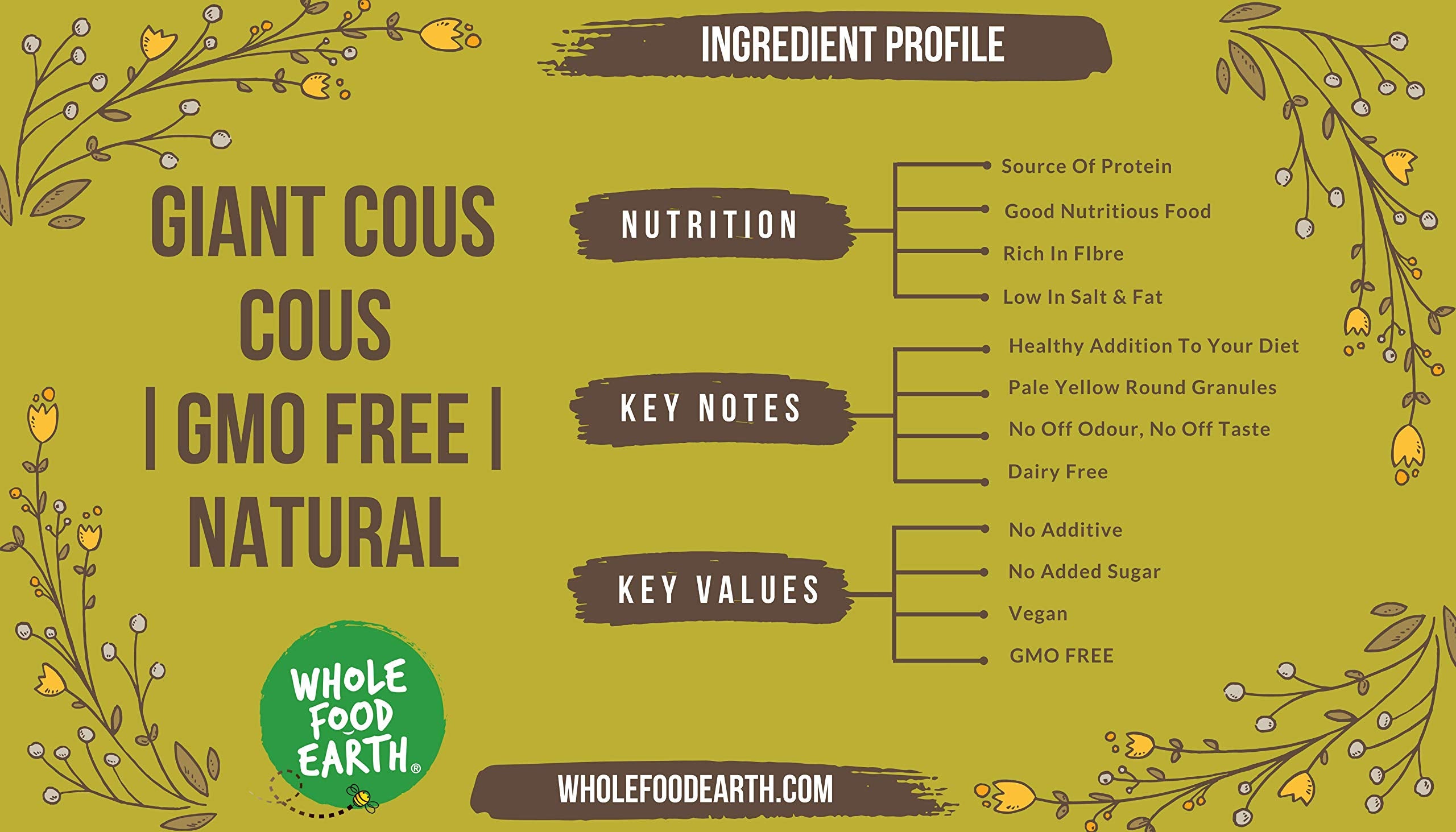 Wholefood Earth Giant Couscous 1 kg | GMO Free | Natural | Source of Fibre 4