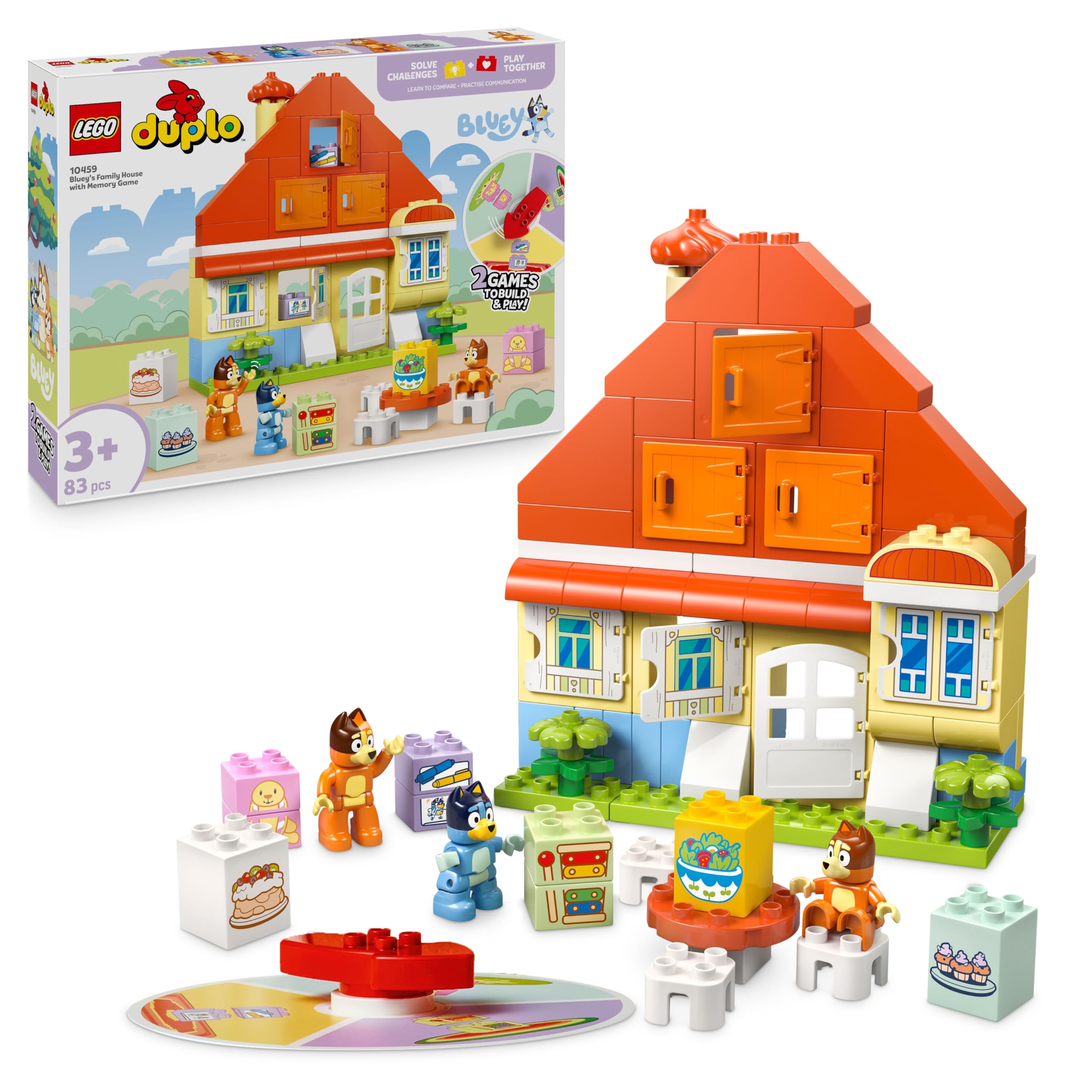 LEGO DUPLO Bluey: Bluey's Family House with Memory Game Building Set | Ages 3+ | Multicolor