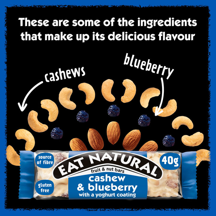 Eat Natural - Cashew & Blueberry with Yoghurt Coating Fruit & Nut Bars (12 x 40g)