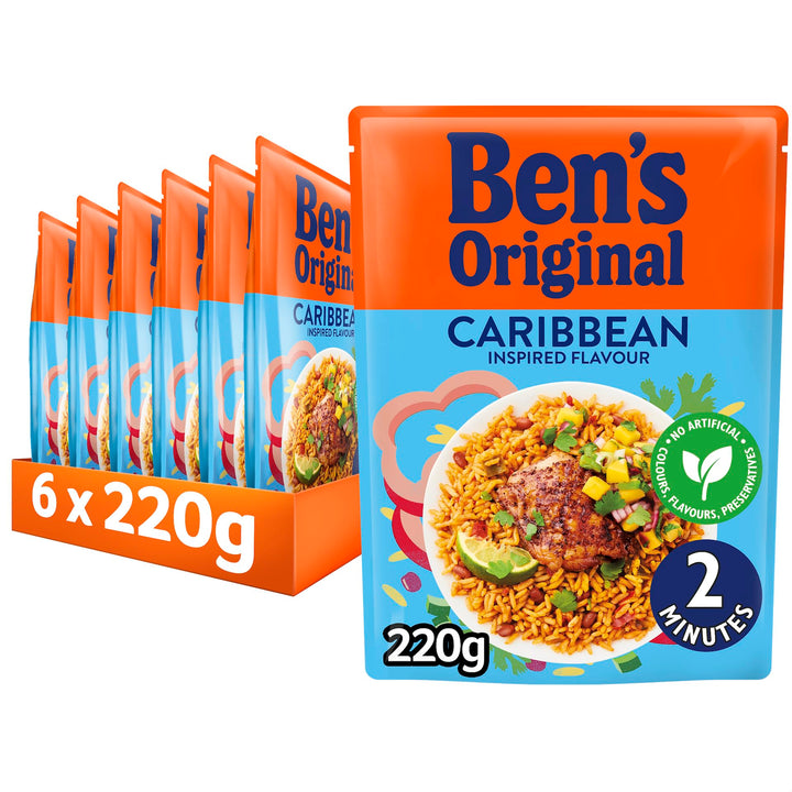 Ben's Original Caribbean Microwave Rice, 6 x 220g Pouches