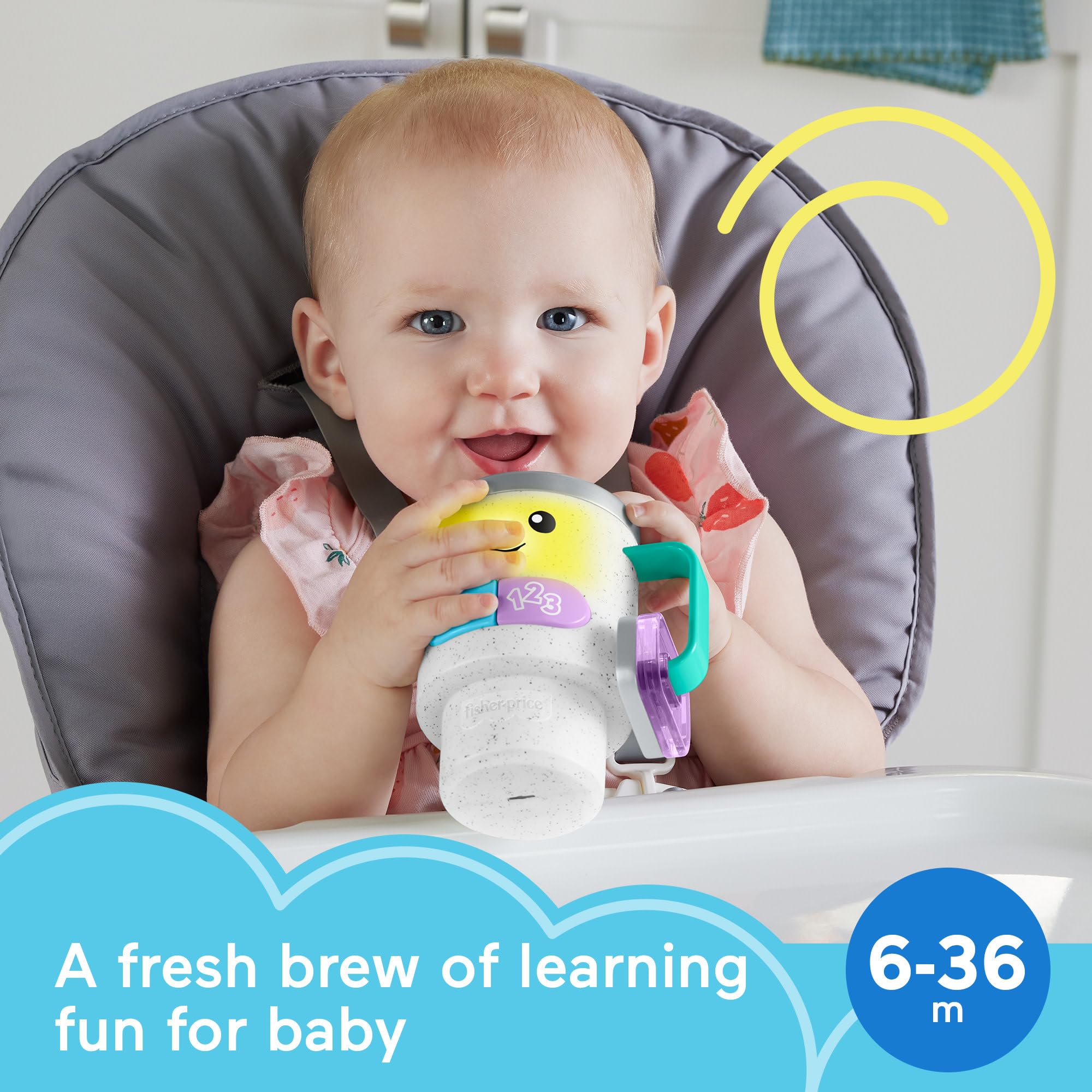 Fisher-Price Laugh & Learn Wake Up & Learn Coffee Mug - Lights & Music | Ages 6+ Months
