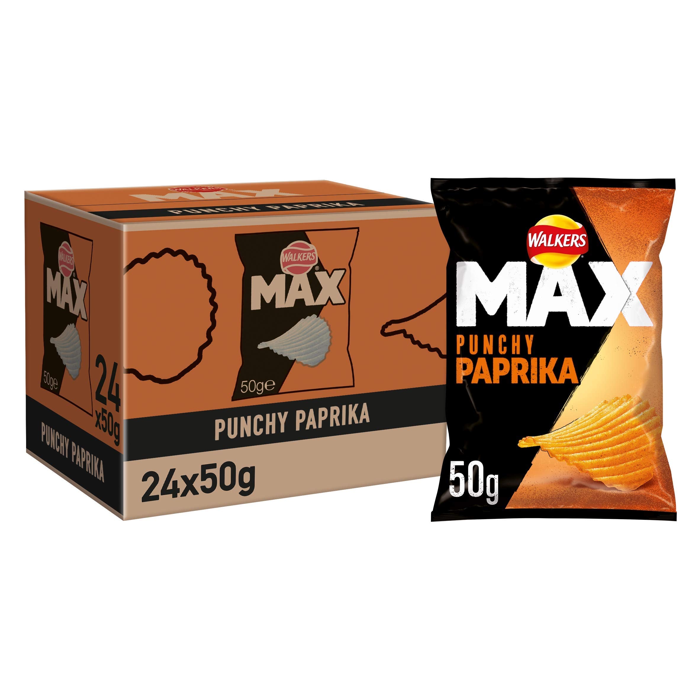 Walkers Max Punchy Paprika Crisps 50g (Pack of 24) 1