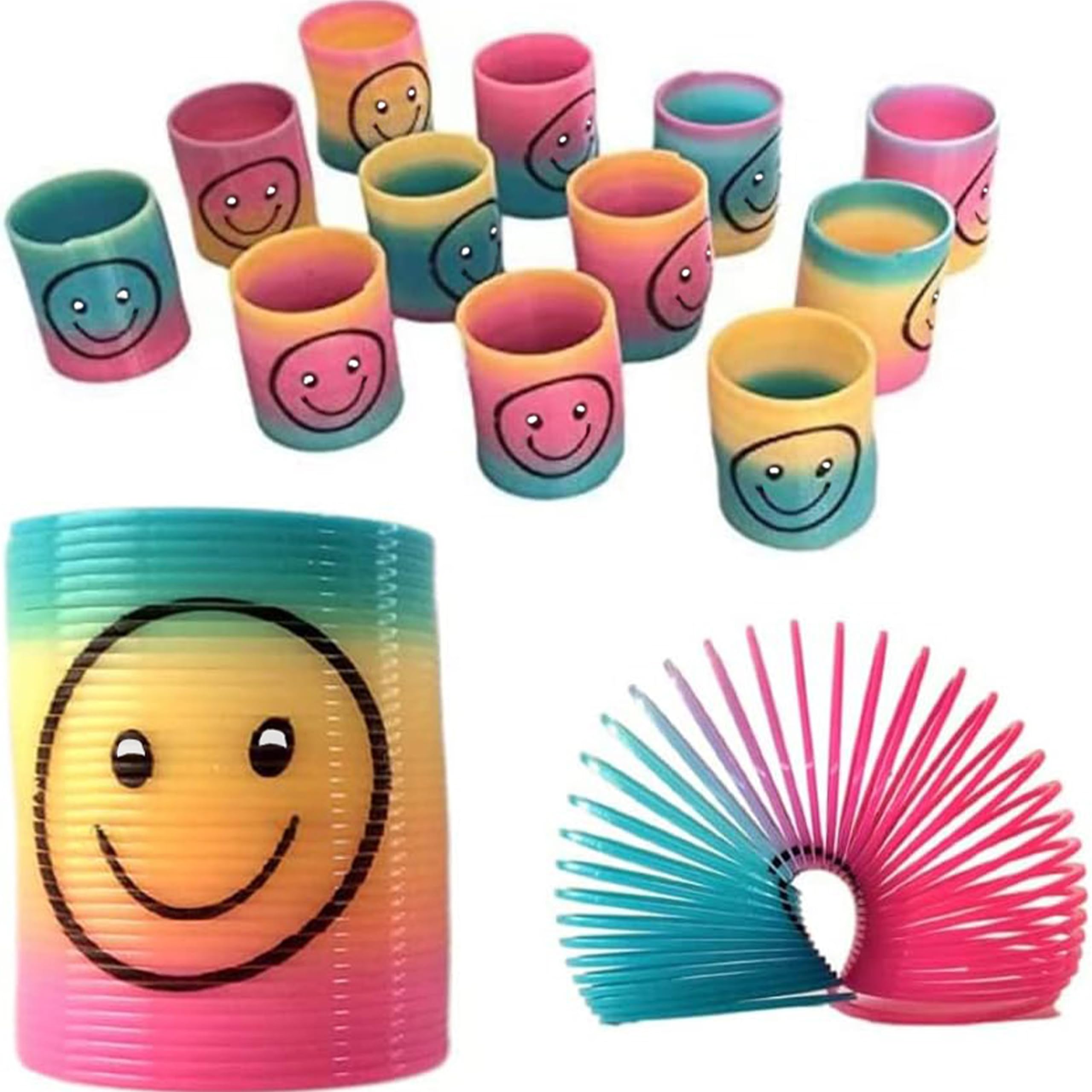 SHATCHI 6Pcs Rainbow Smile Face Spring Toys - Stretches Up to 1 Meter | Plastic 1