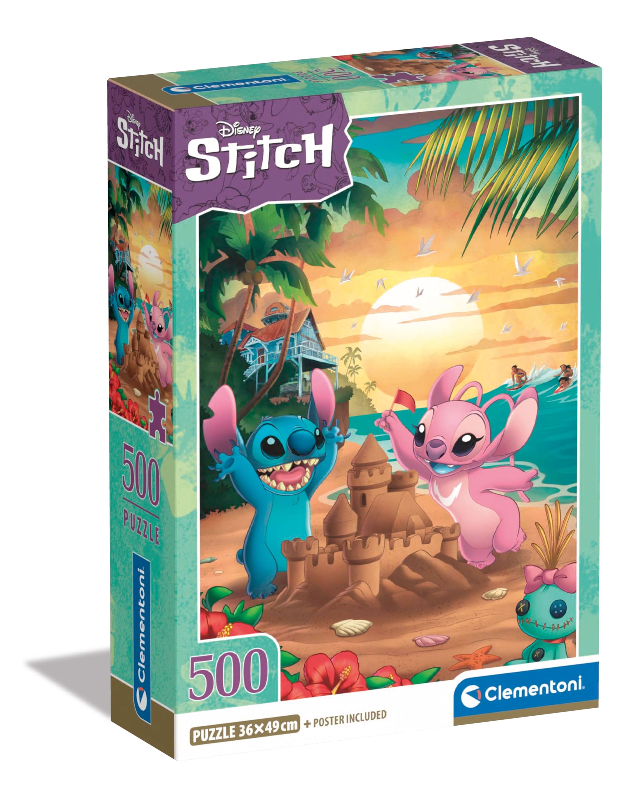Clementoni Disney Stitch Jigsaw Puzzle 500 Pieces Compact Box for Adults | 49 x 36 cm