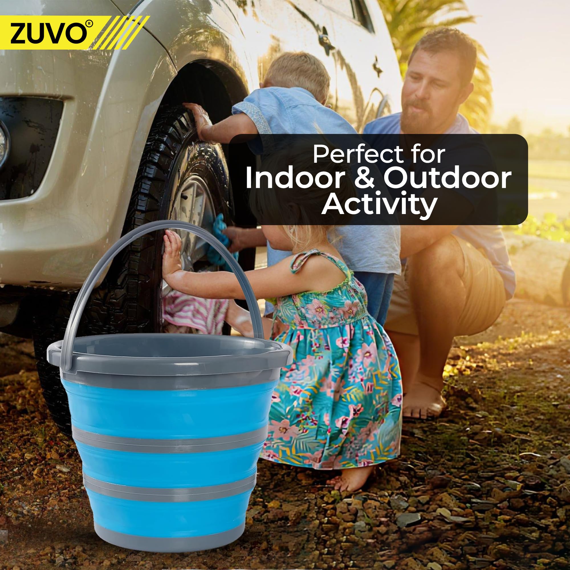 Zuvo Collapsible Bucket - 10L Capacity, Food-Grade Silicone, Leakproof Design 3
