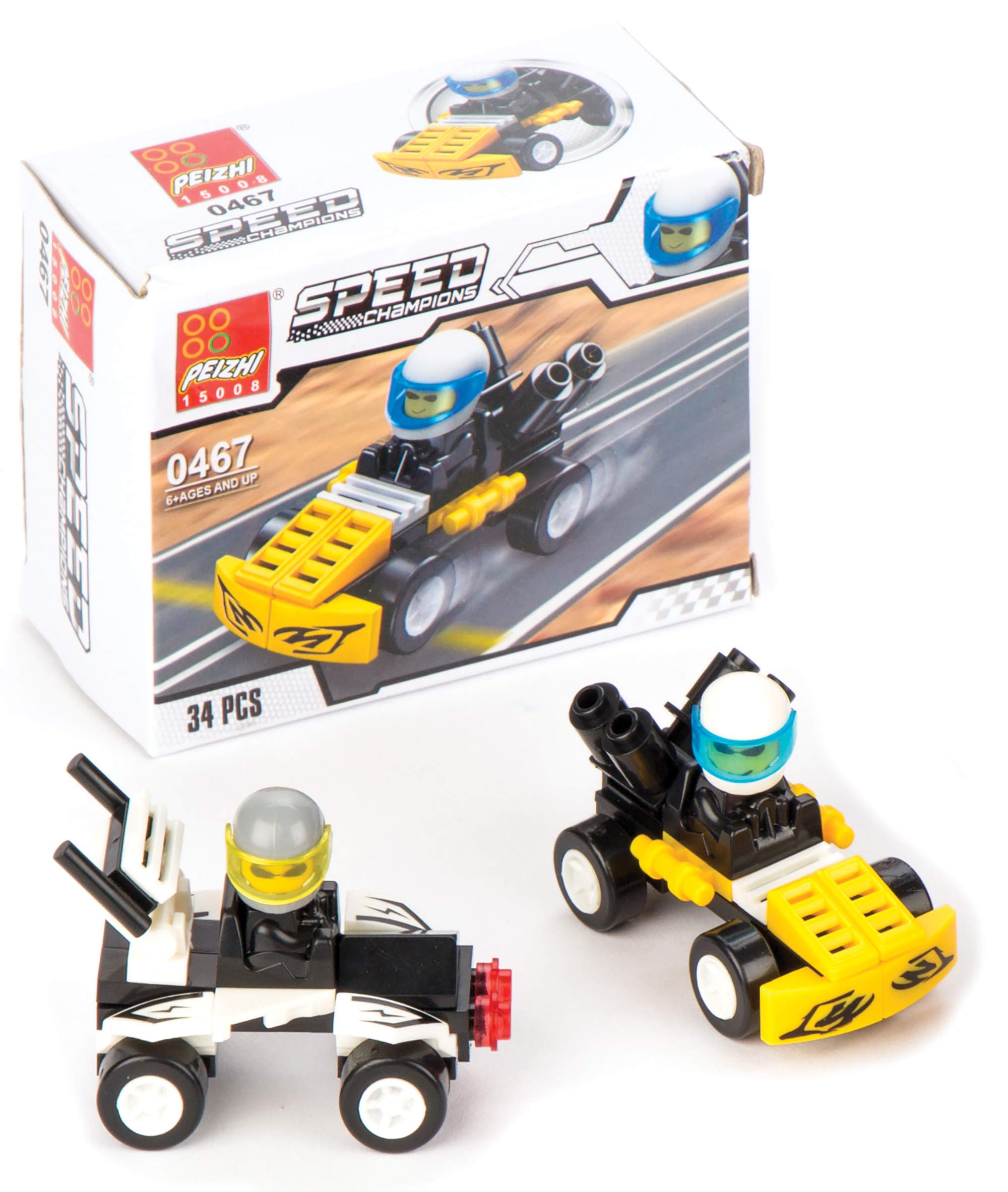 Baker Ross Build Your Own Brick Racer Kit Value Pack - Pack of 4 Novelty Building Sets 4