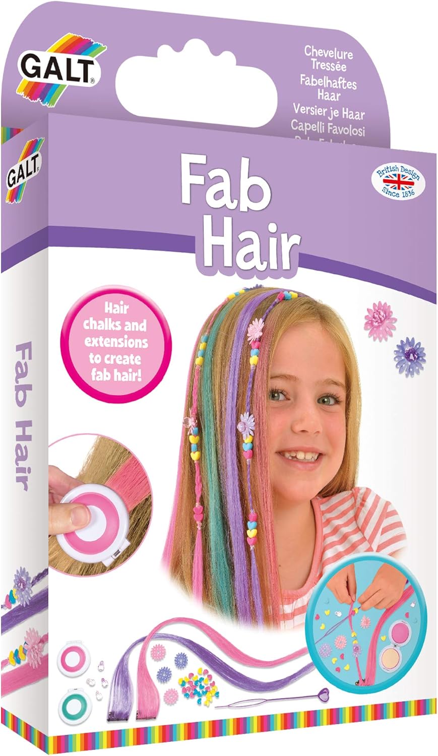Galt Fab Hair Hair Chalk Kit with Extensions and Beads for Kids 1