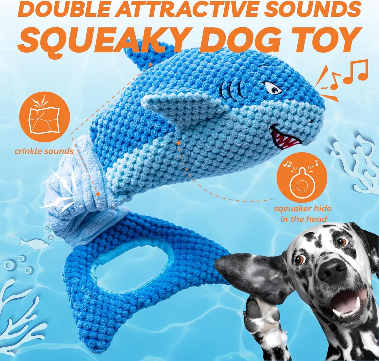 LEGEND SANDY Shark Squeak Toy for Aggressive Chewers | Heavy Duty Tug Toy | Blue 3