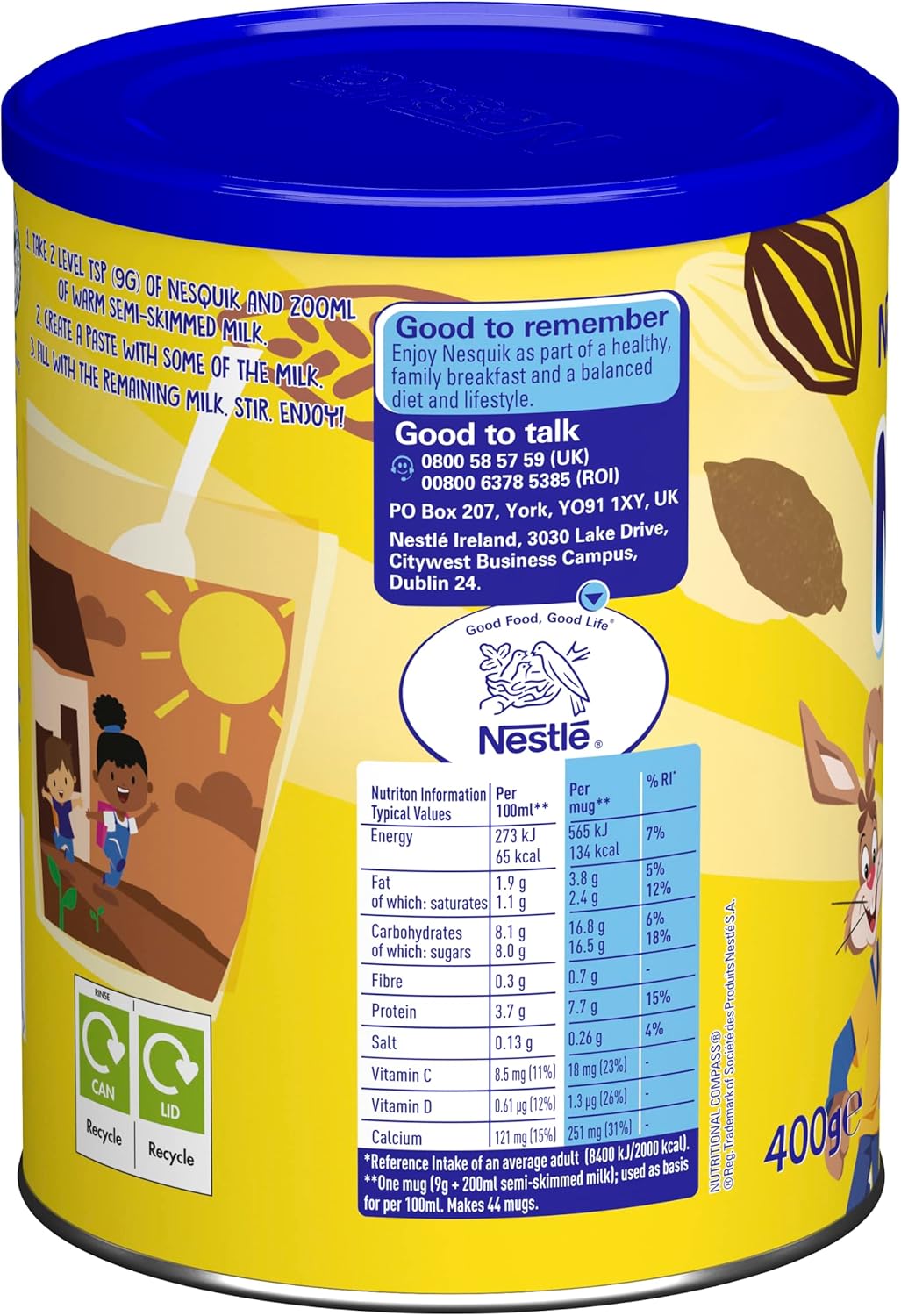 Nesquik Hot Chocolate Powder 400g - Gluten Free, No Artificial Ingredients, Sustainably Sourced Cocoa 4