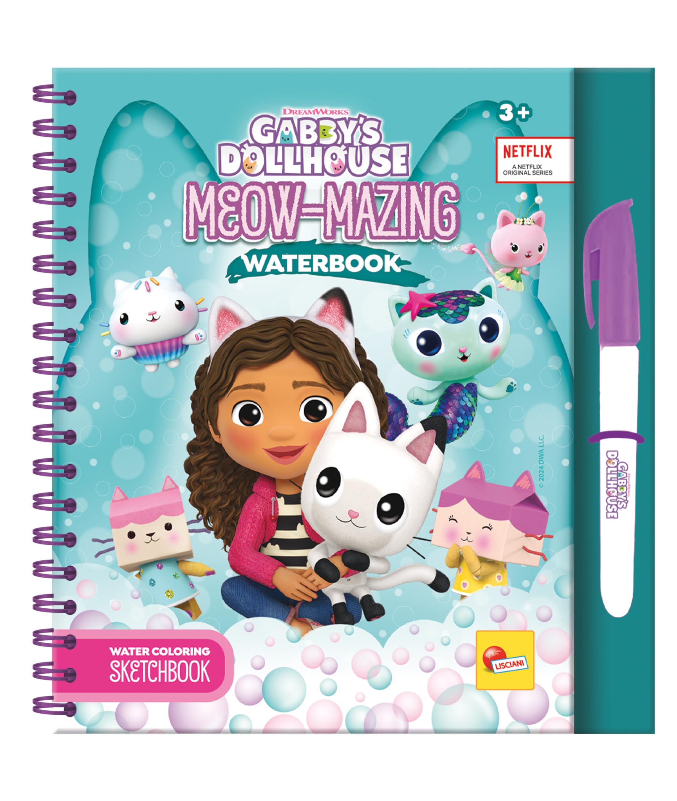 Lisciani Gabby's Dollhouse Meow-mazing Magic Water Colouring Book - Reusable Coloring Activity for Kids 1