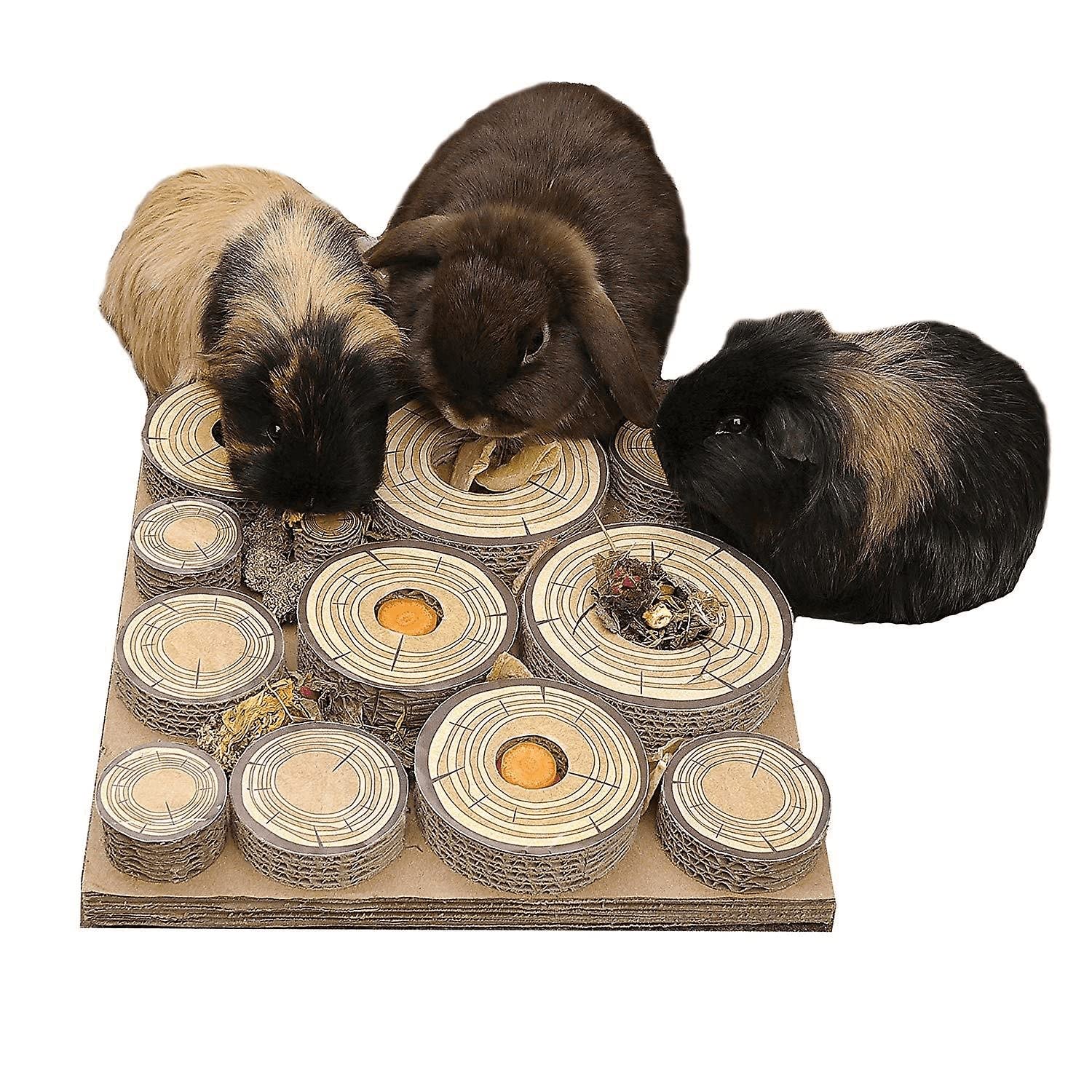 Rosewood Maze-a-Log Treat Challenge Toy for Small Animals | Cardboard Puzzle Feeder | Safe Chew
