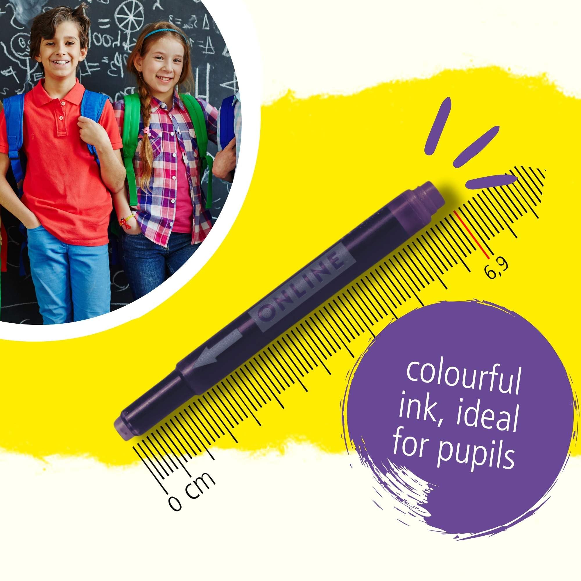 Online Universal Double-Sided Fountain Pen Refills - 5 Lilac Cartridges | Compatible with Lamy 5