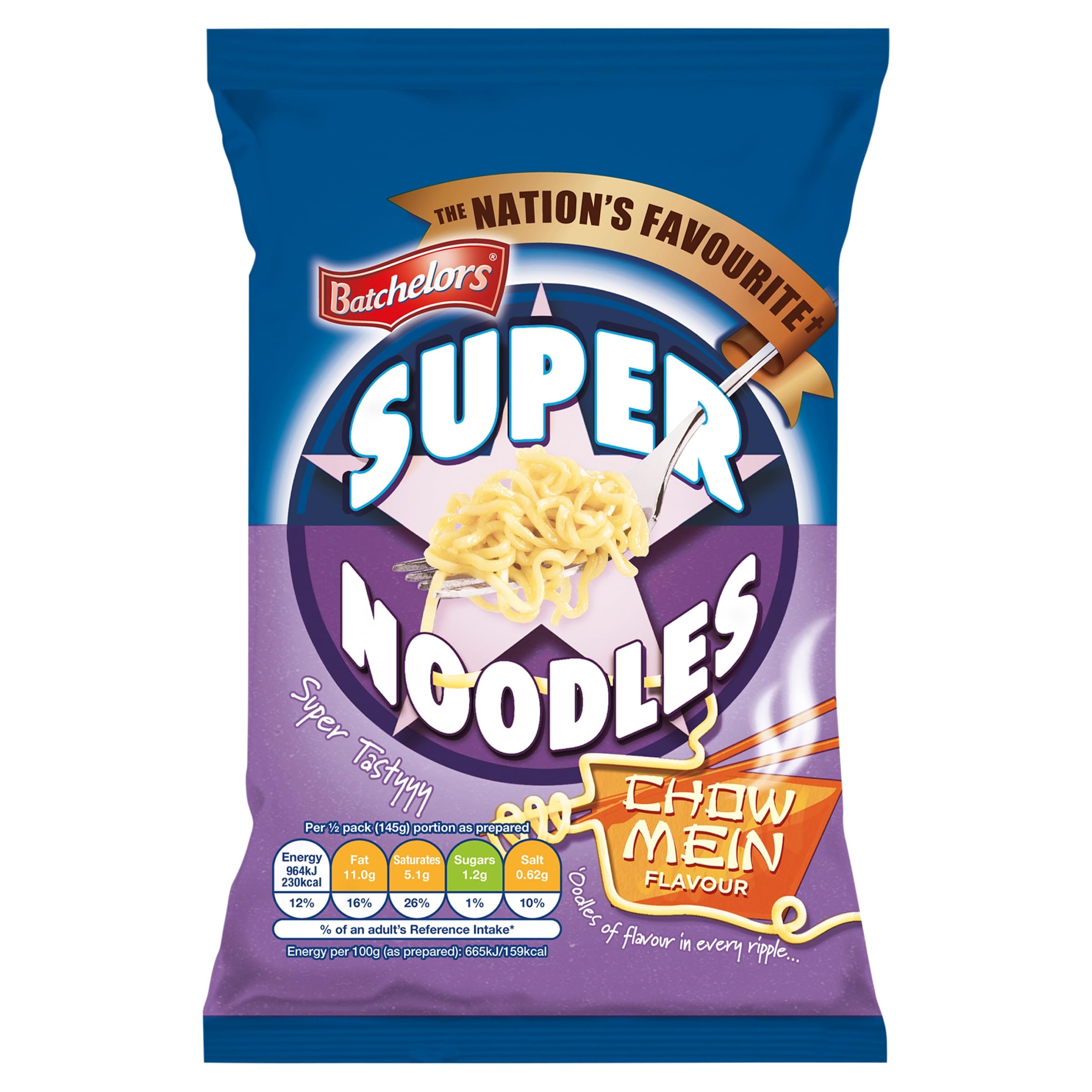 Batchelors Super Noodles Chow Mein Geschmack, Instant-Nudeln Snackbecher, 90g 6
