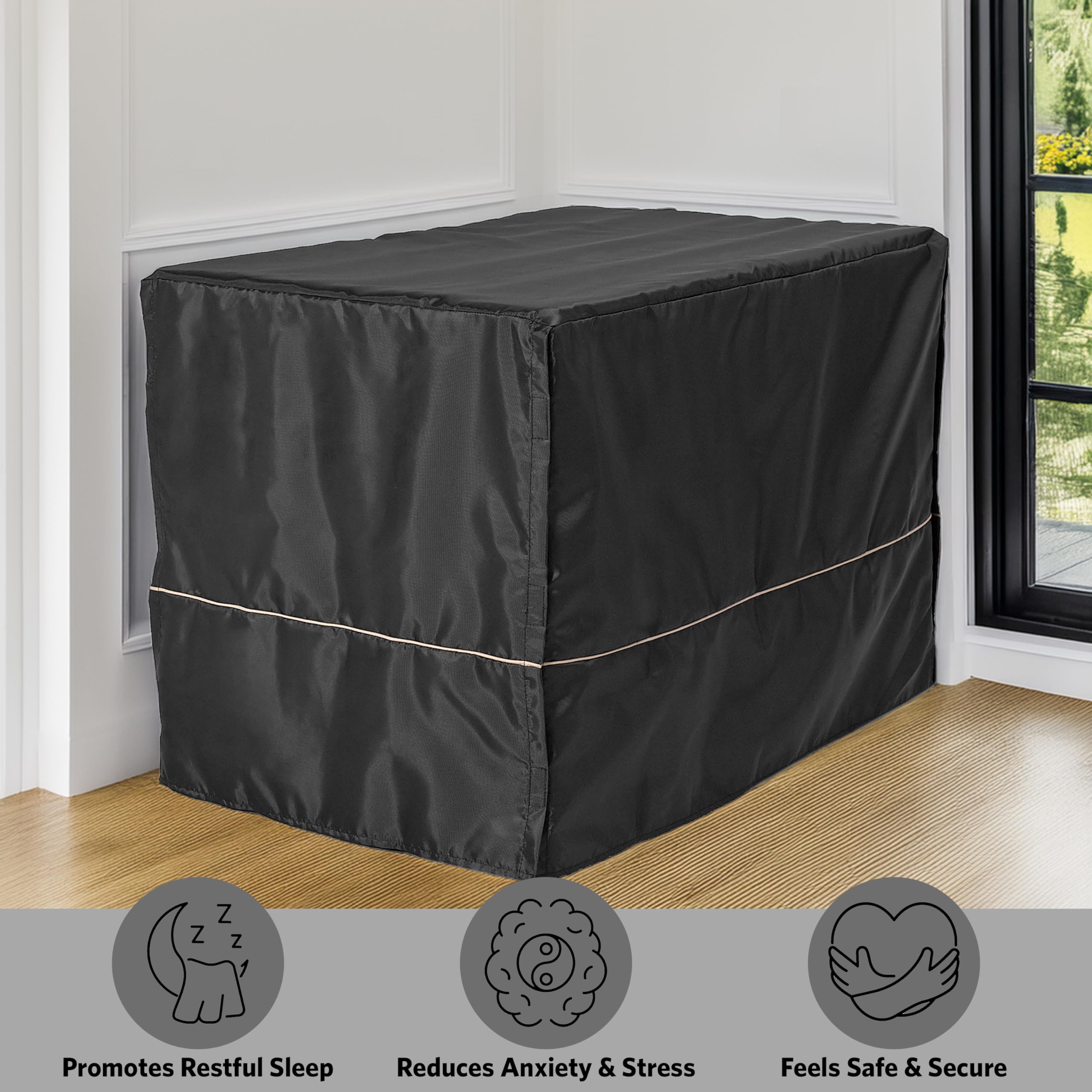 MidWest Homes for Pets Black Polyester Crate Cover for 76cm Crates | Breathable & Secure Fit