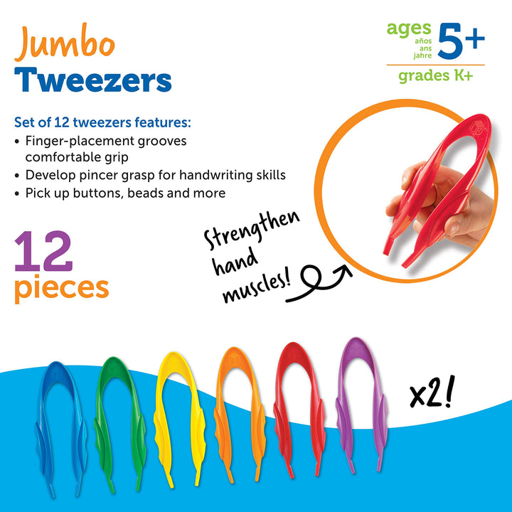 Learning Resources Jumbo Tweezers - Educational Fine Motor Skills Toy for Ages 5-9