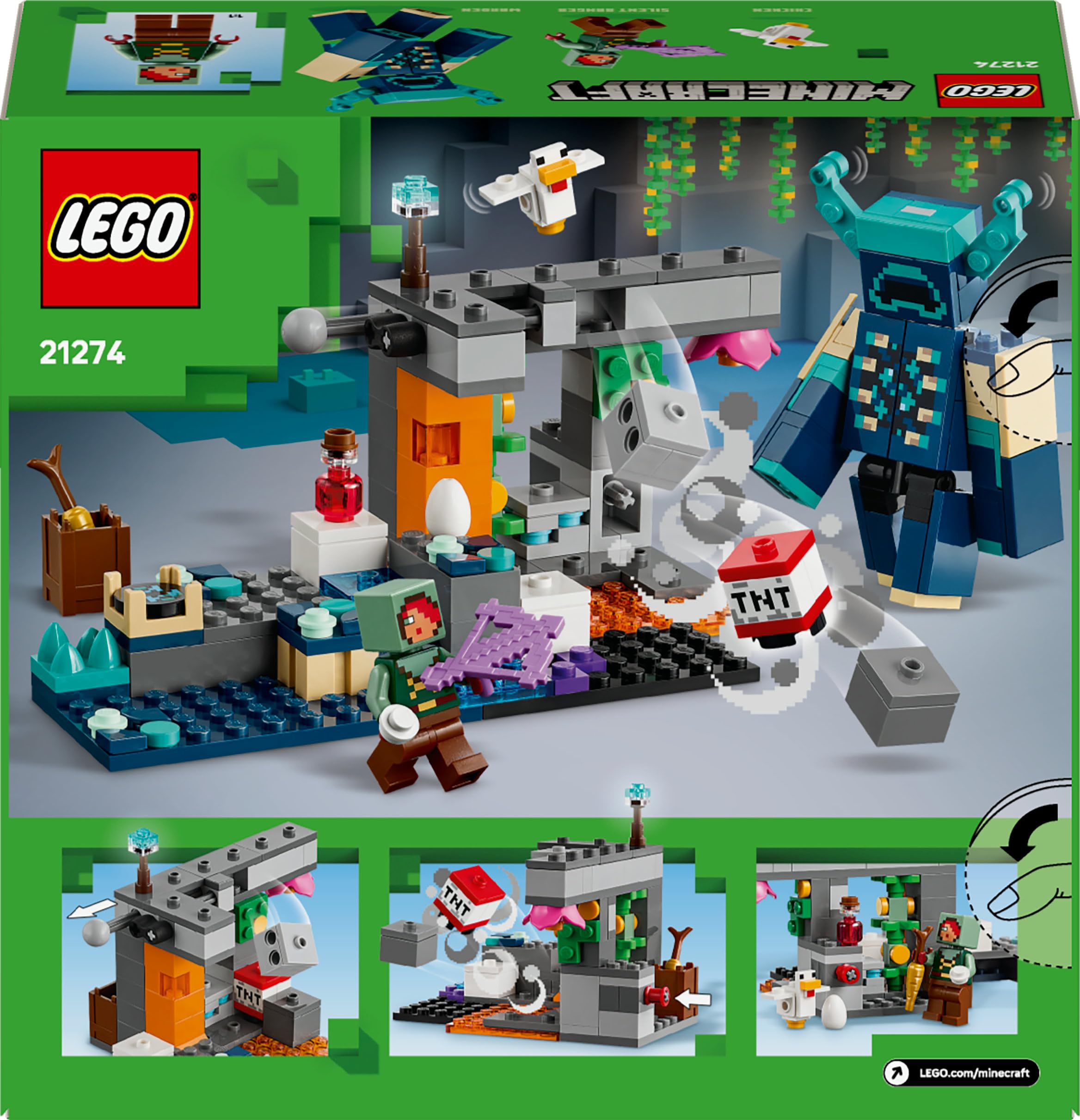 LEGO Minecraft The Warden Encounter 21274 - Buildable Warden Figure with Minifigure and Lush Cave Set 10
