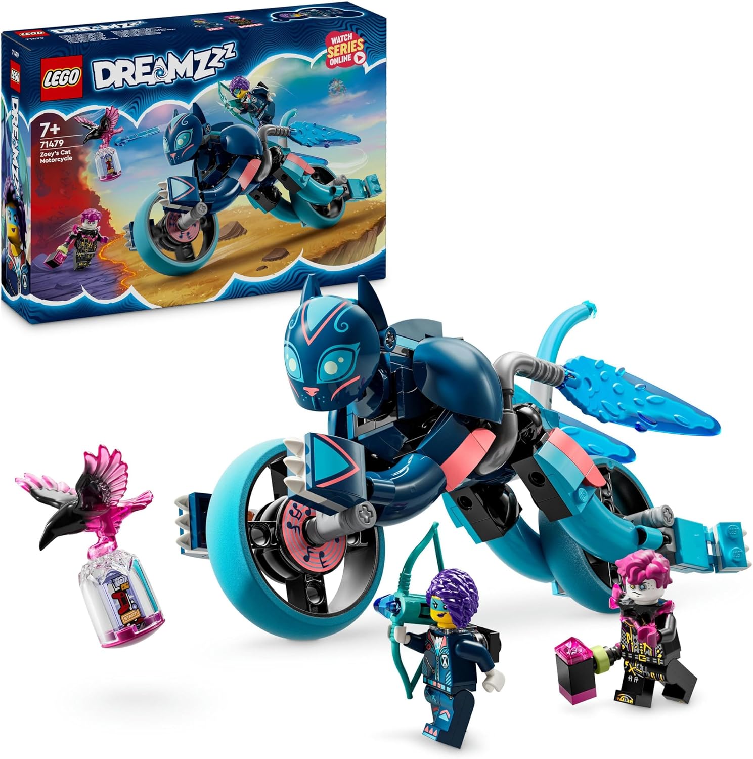 LEGO DREAMZzz Zoey’s Cat Motorcycle Set - Rebuildable Catbike Toy for Kids 7+