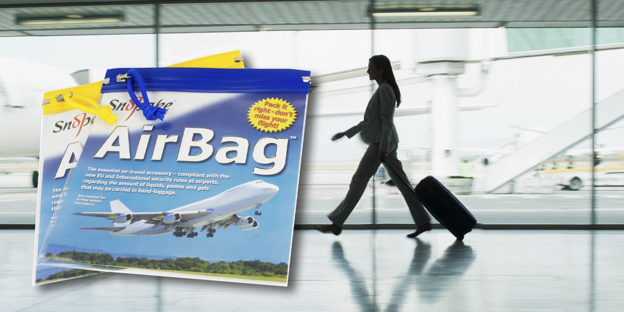 Snopake Flight AirBag Zippa-Bag - Clear/Assorted Blue & Yellow Zip Strips | 200 x 200 mm | Pack of 5 2
