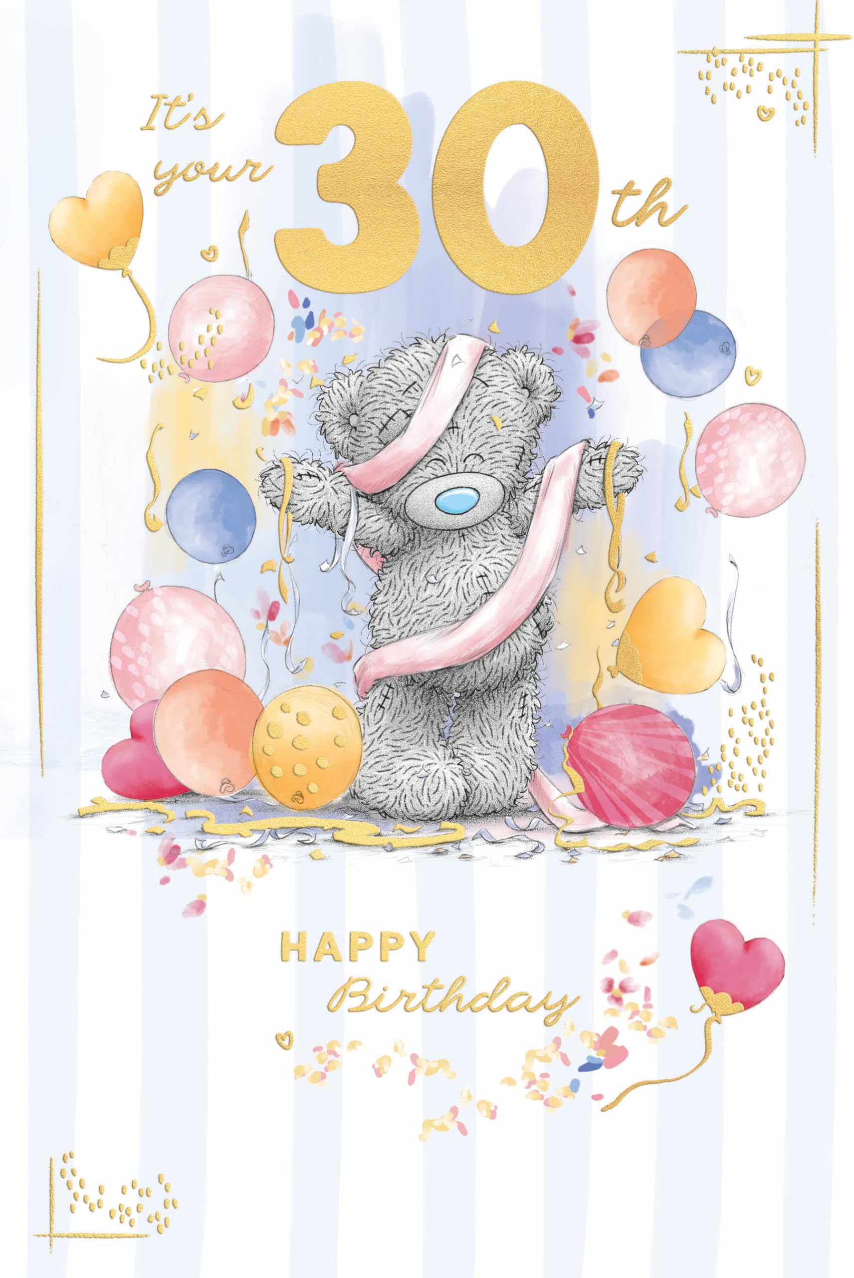 Me To You Tatty Teddy Luxury Gold Embellished Birthday Card - 30th, 6 x 9 Inches 1