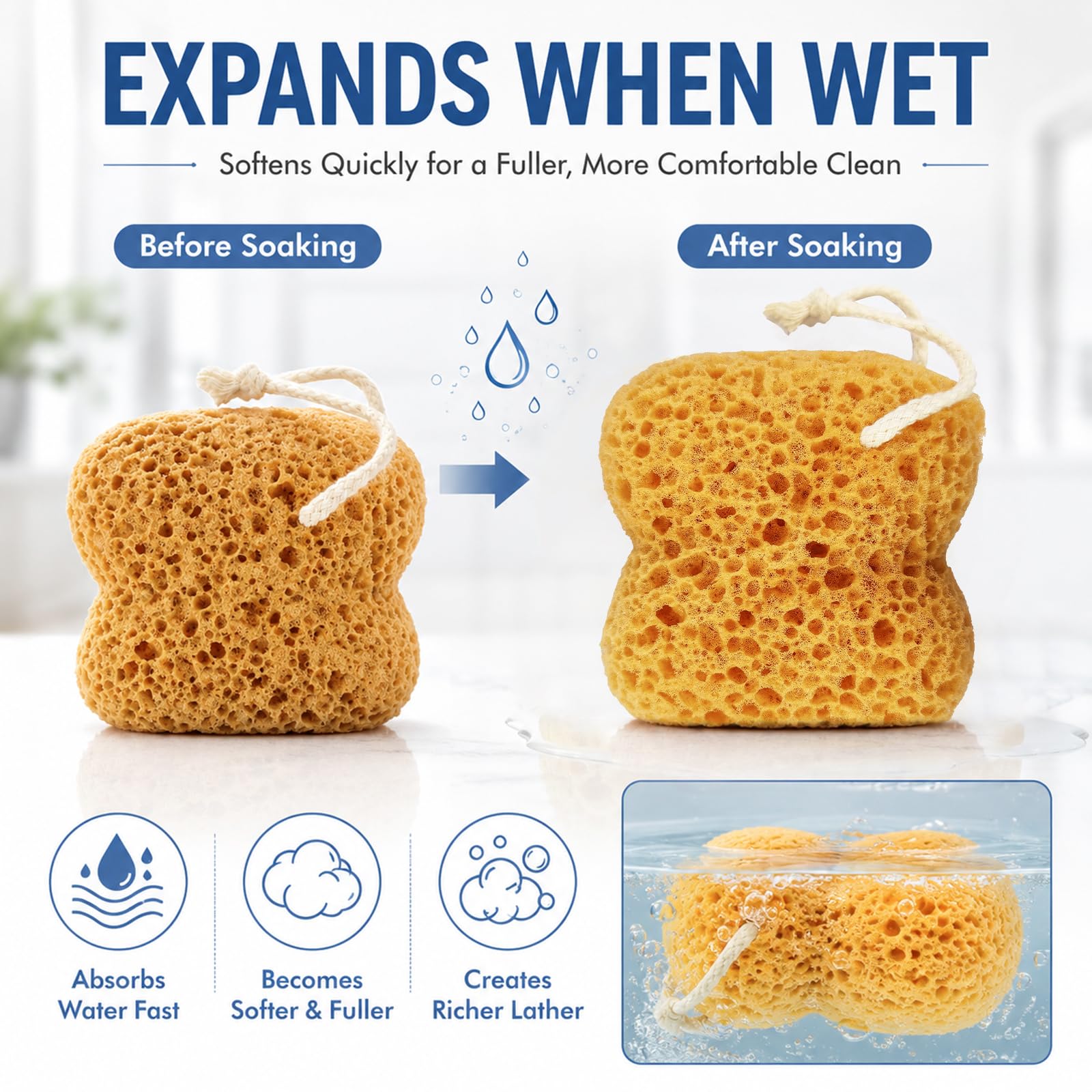 Admygo 4 Pcs Bath Sponge - Soft Honeycomb Exfoliating Body Sponge for Daily Cleansing 4