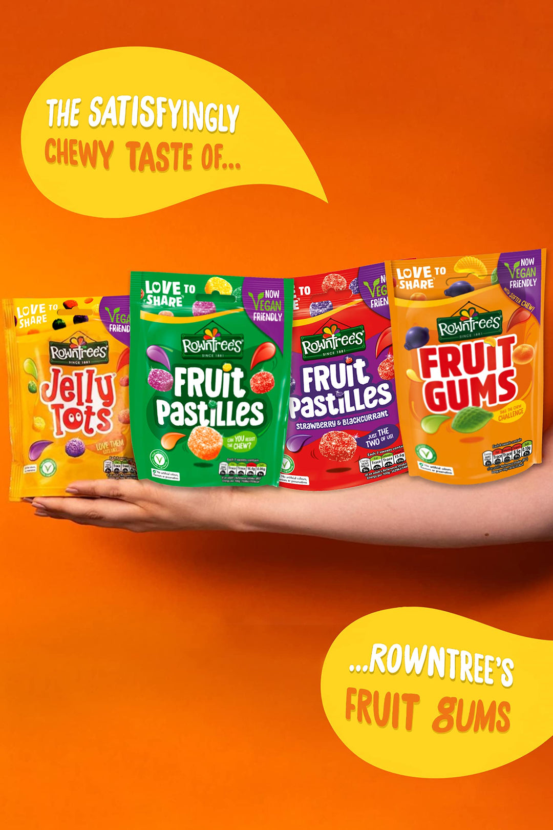 Rowntree's Fruit Gums Sweets Sharing Bags, Vegan Friendly, 10 x 150g