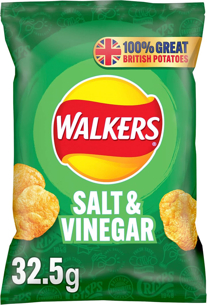 Walkers Salt & Vinegar Crisps 32.5g (Case of 32)