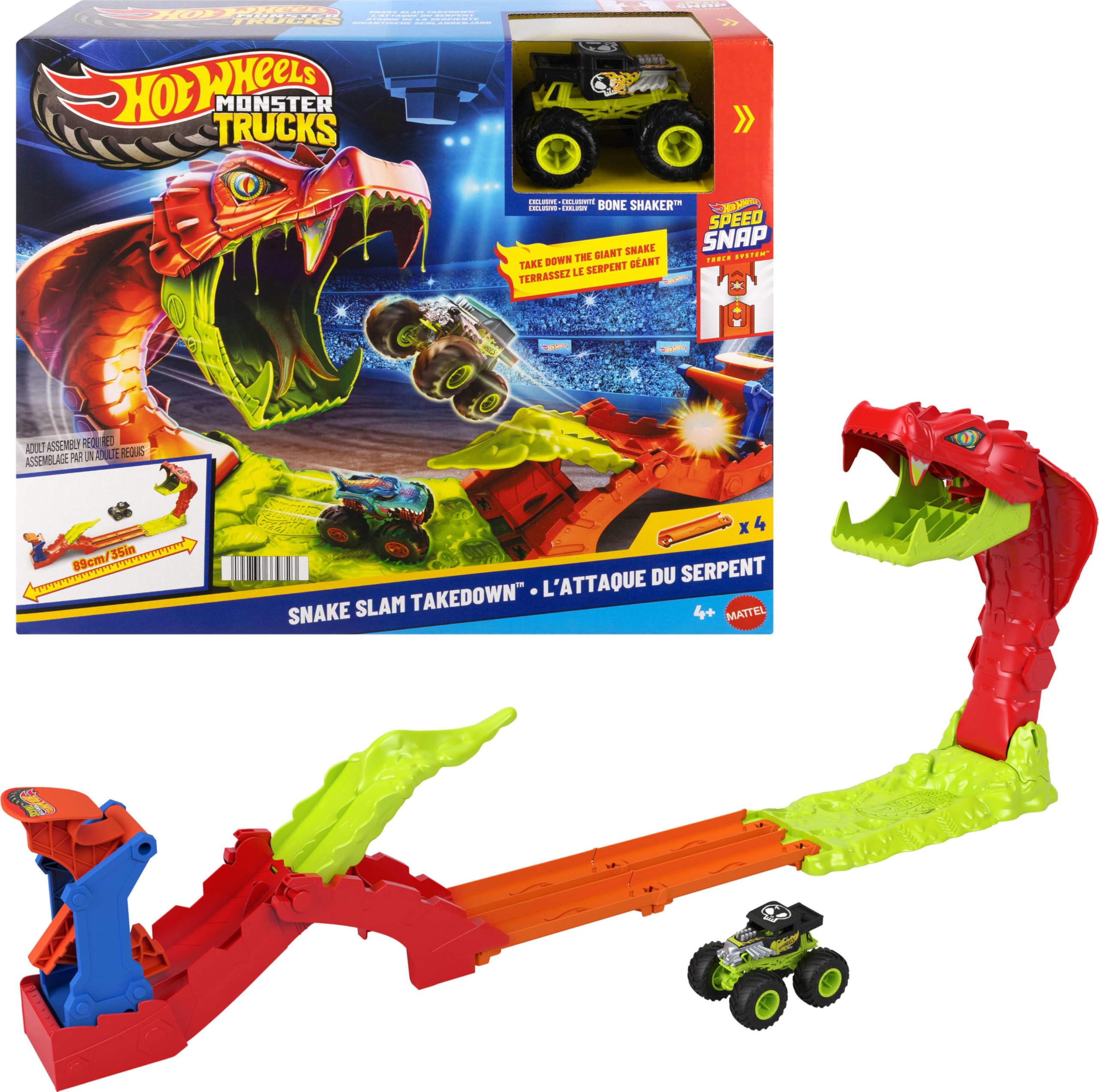 Hot Wheels Monster Trucks Snake Slam Takedown Track Set with Bone Shaker Truck | Ages 4Y+ 1