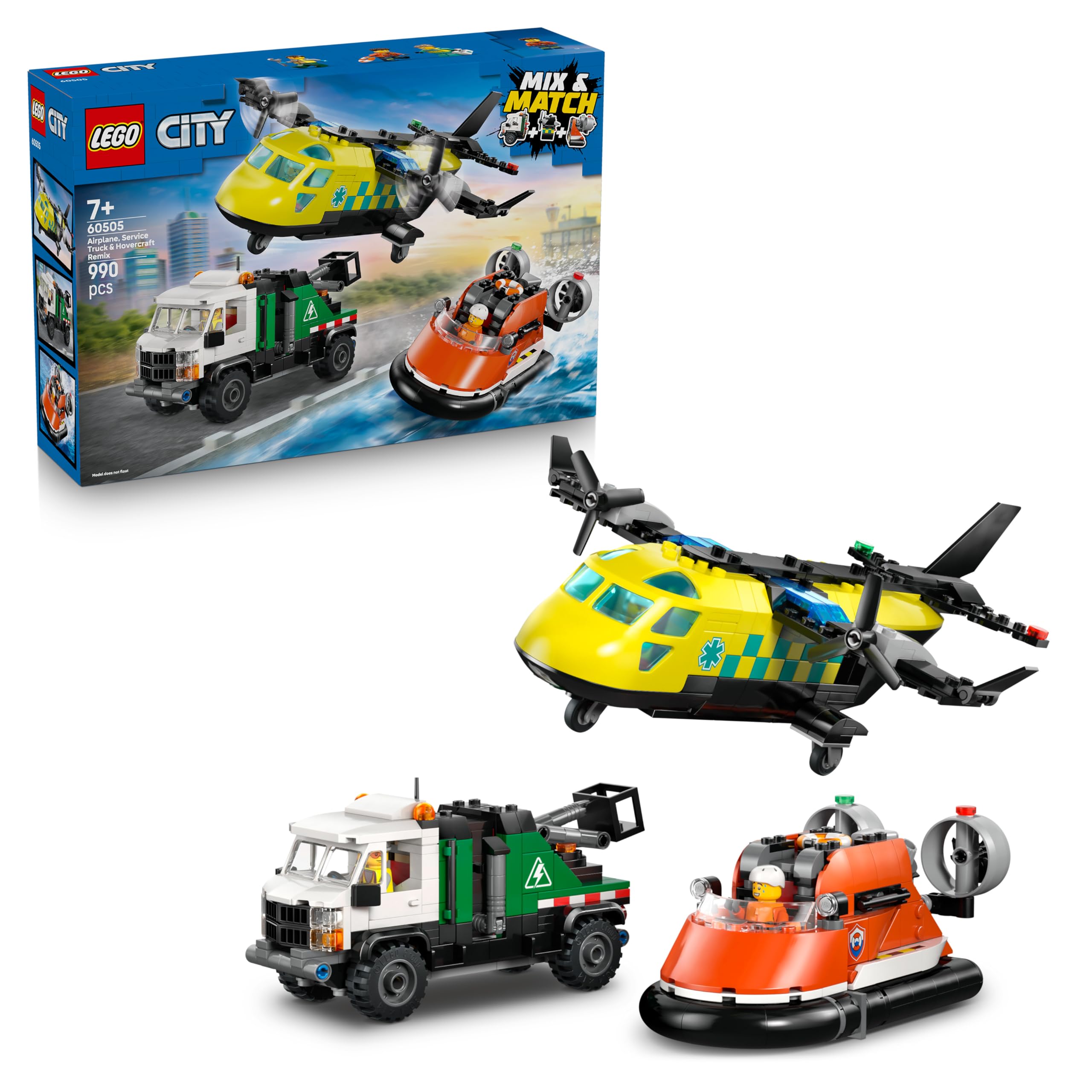 LEGO City 3in1 Airplane, Service Truck & Hovercraft Remix Building Set | Ages 7+ 1
