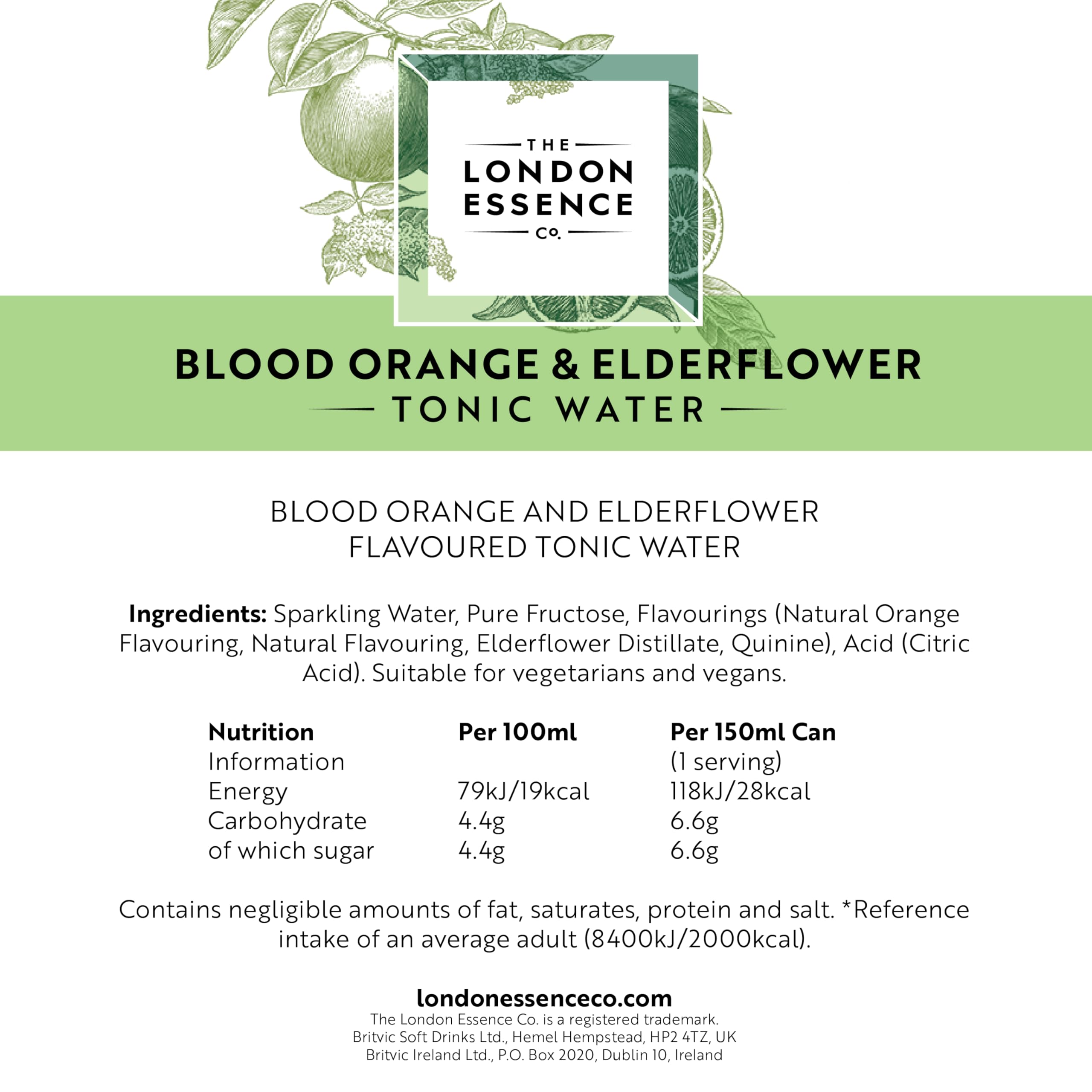 The London Essence Co. Blood Orange & Elderflower Tonic, 250439, Premium Cocktail Mixer 5