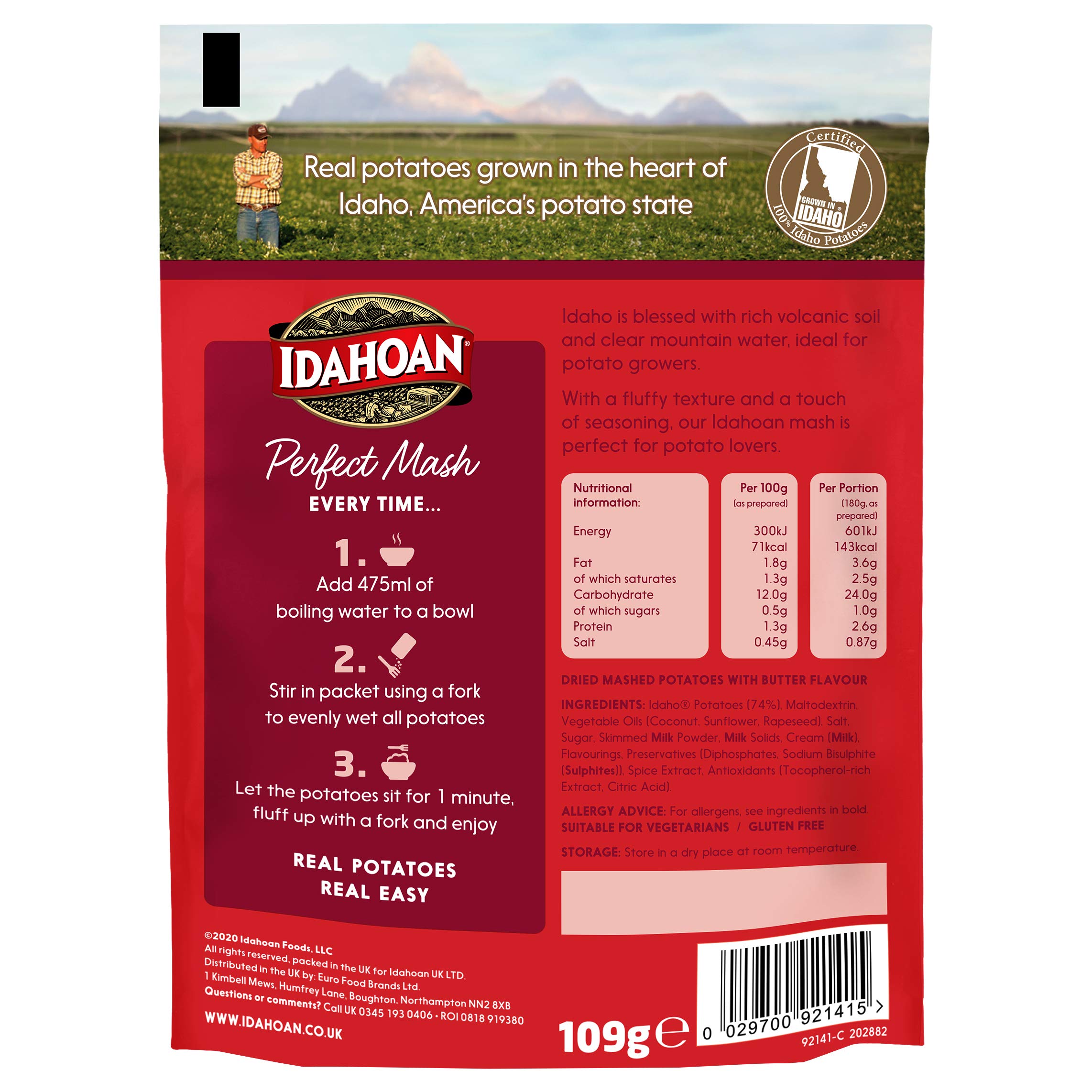 Idahoan Buttery Instant Mash Potato 109g - Gluten Free, Made with Real Idaho Potatoes 3