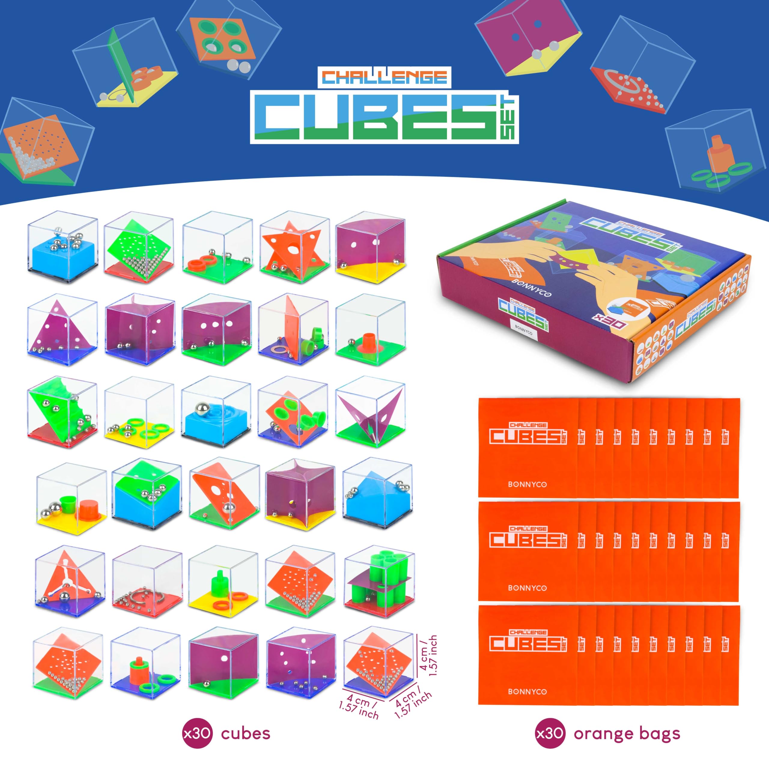 BONNYCO Challenge Cubes Party Bag Fillers for Kids Unisex Pack 30, Kids' Pa 2