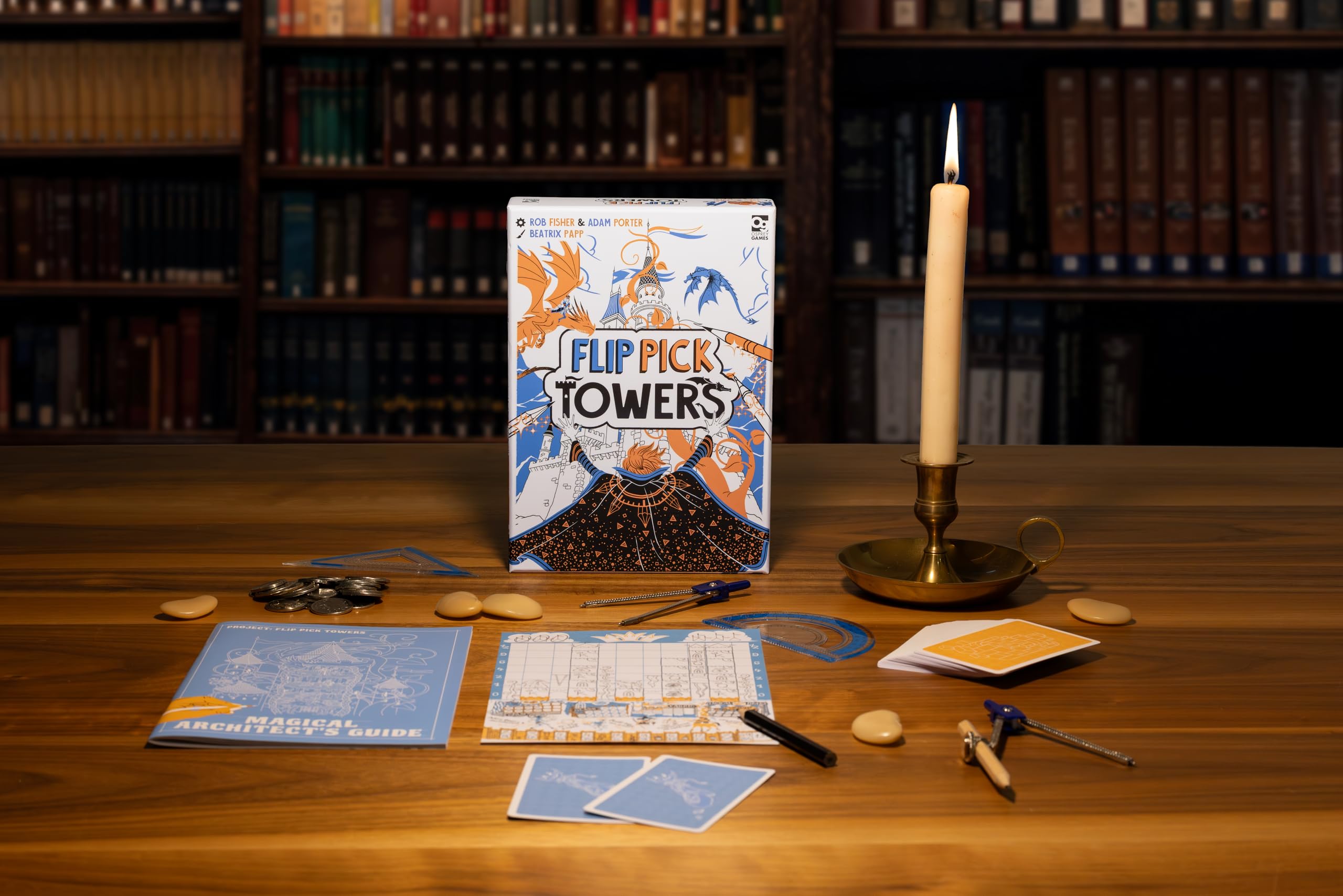 Osprey Games Flip Pick Towers Board Game | 1-6 Players | Ages 9+ | Draw & Roll Game 6