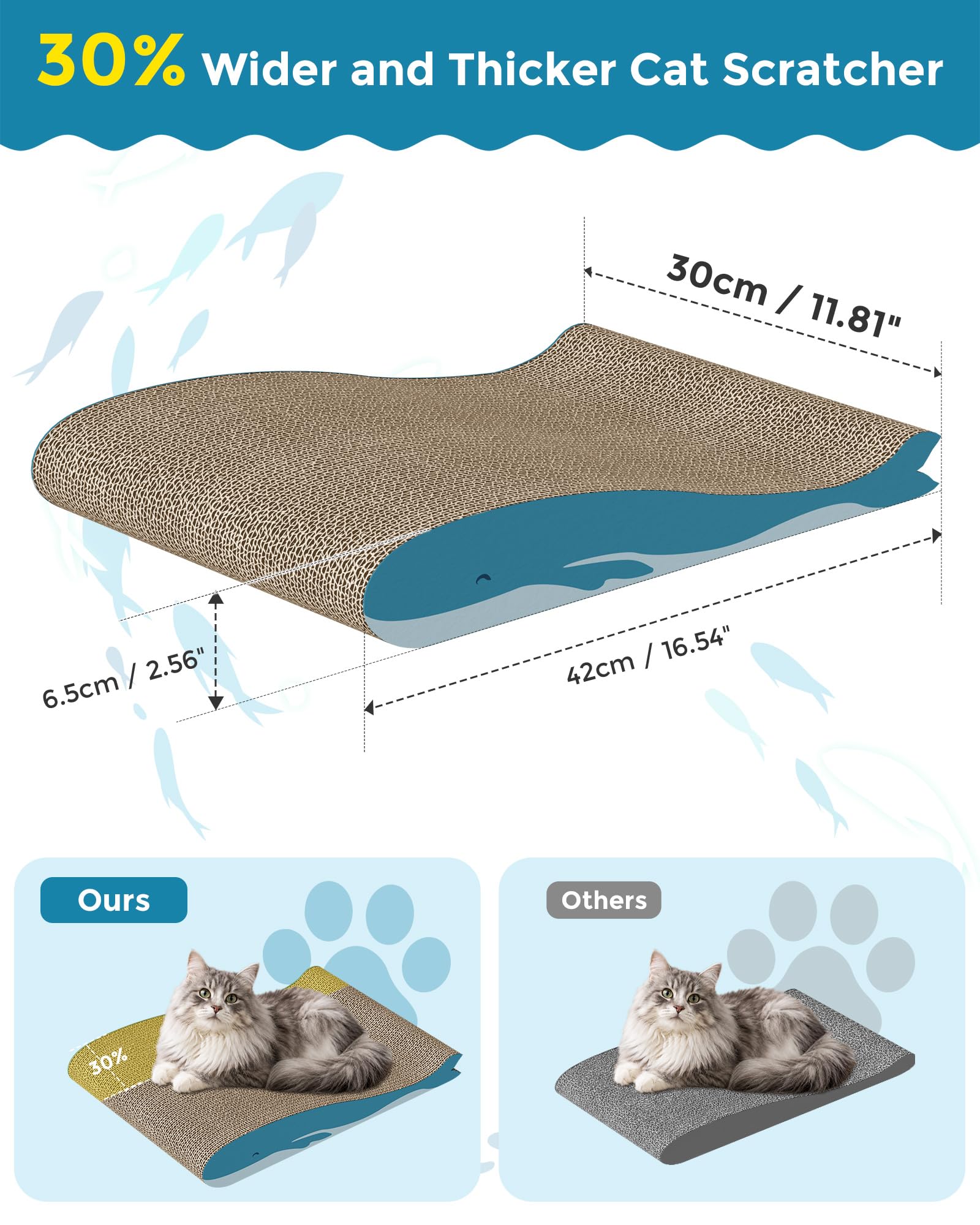 Dogat Cat Scratcher Board - 2 Pack | 42x30x6.5cm | Corrugated Cardboard 2