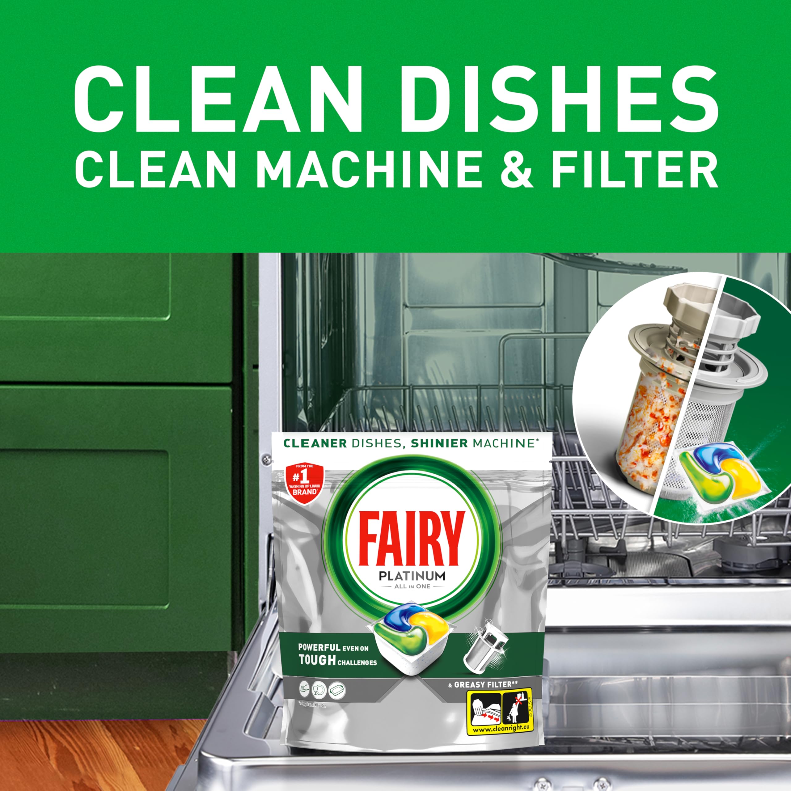 Fairy Platinum Lemon All-In-1 Dishwasher Detergent Tablets - 51 Count Bulk Pack | Grease Prevention 3