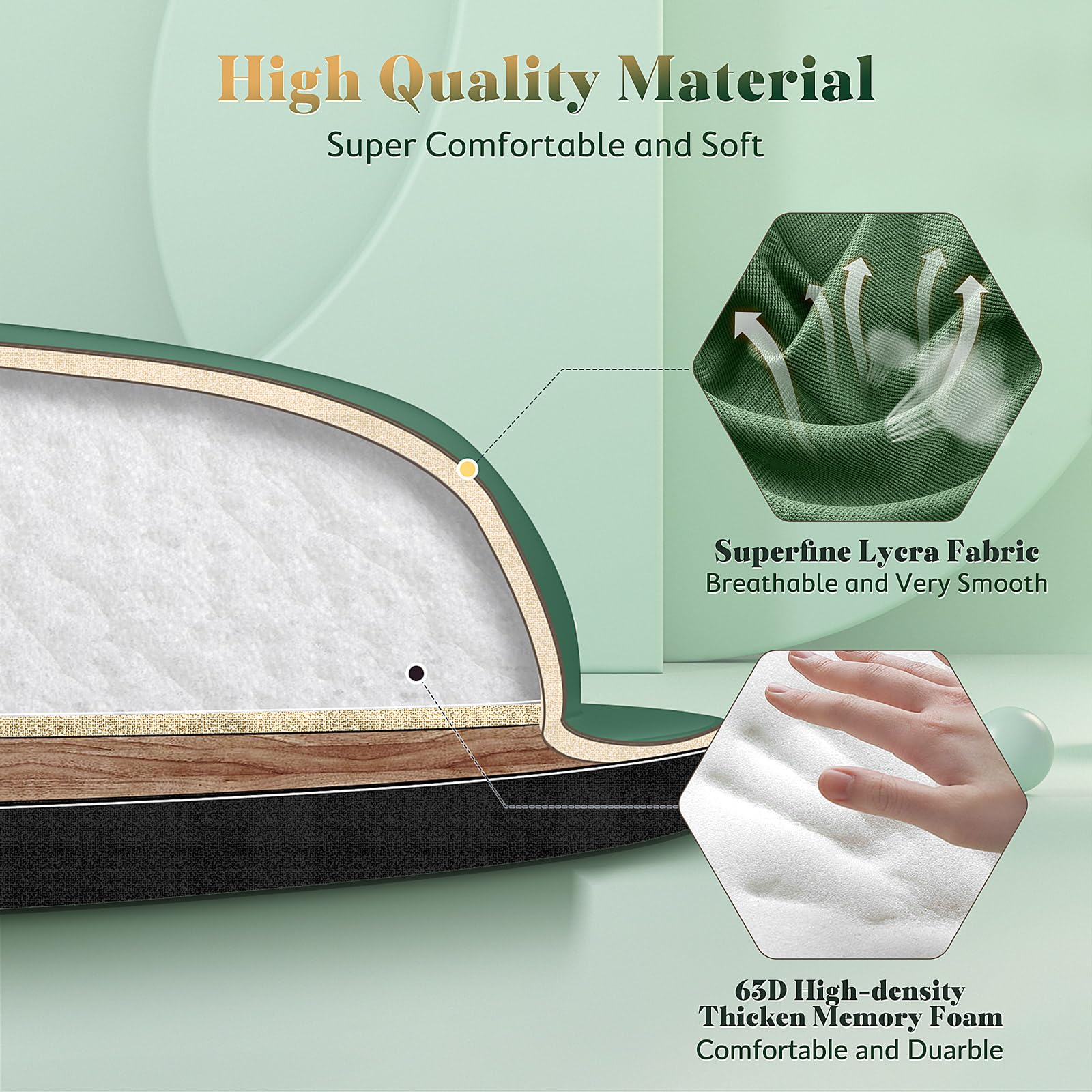 Gimars Extended Memory Foam Wrist Rest Set - 3CM Ultra Thick Support | Dark Green | 3 Items 4