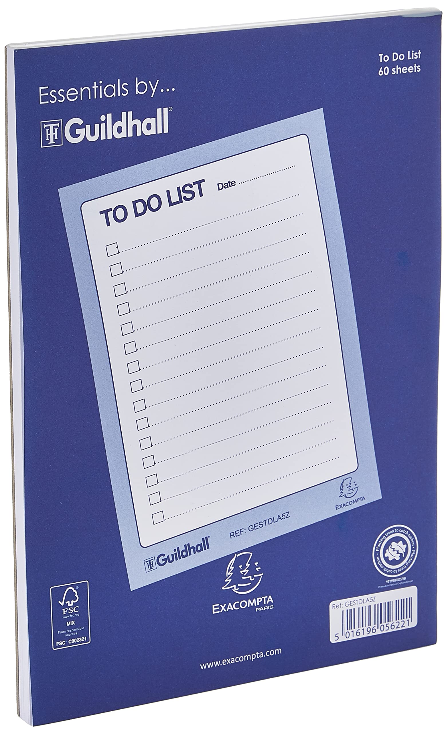 Exacompta Guildhall Essentials To Do List Pad | A5 Size | 60 Sheets | Head Glue Bound