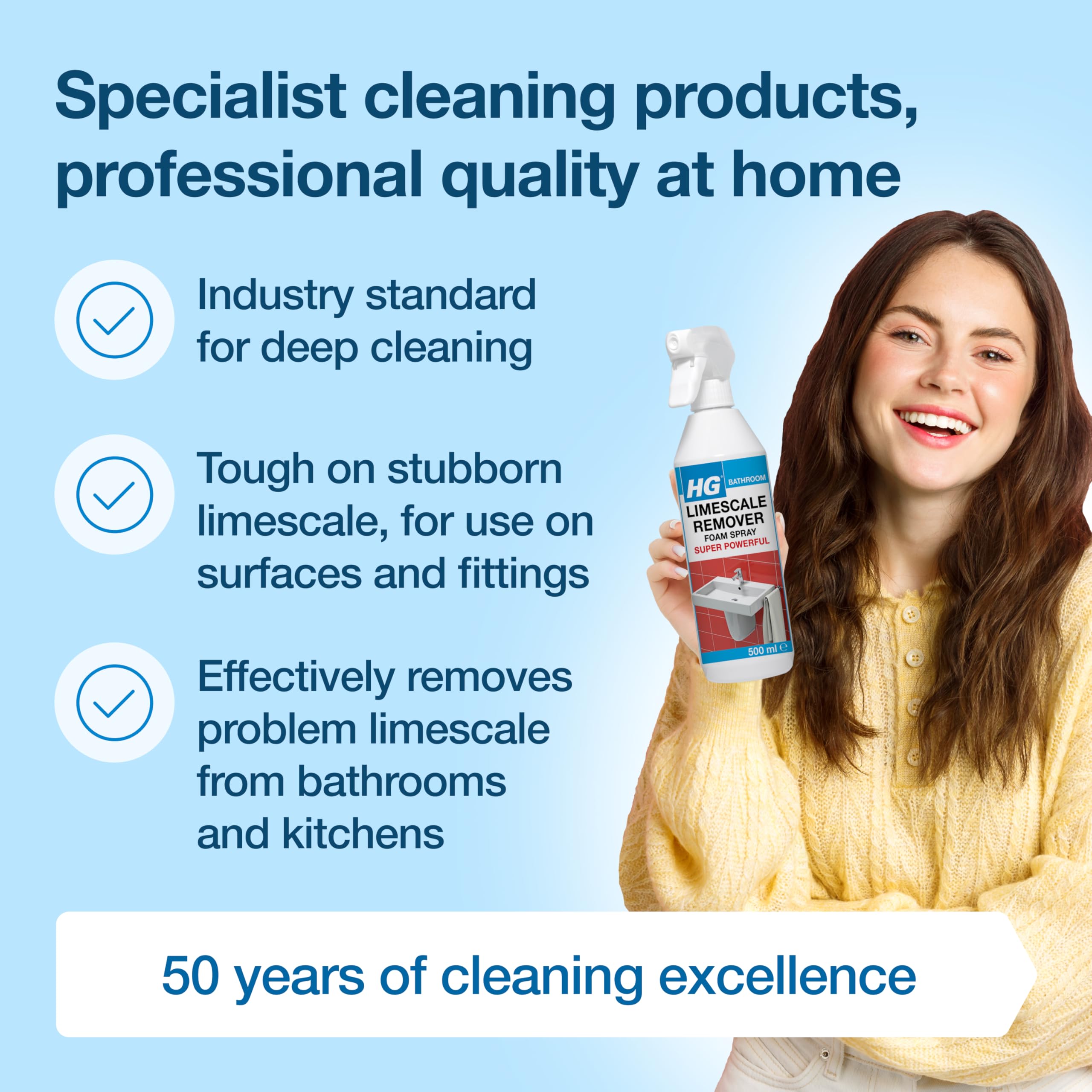 HG - Scale Away 3x Stronger Foam Spray, 500ml Professional Limescale Remover 12