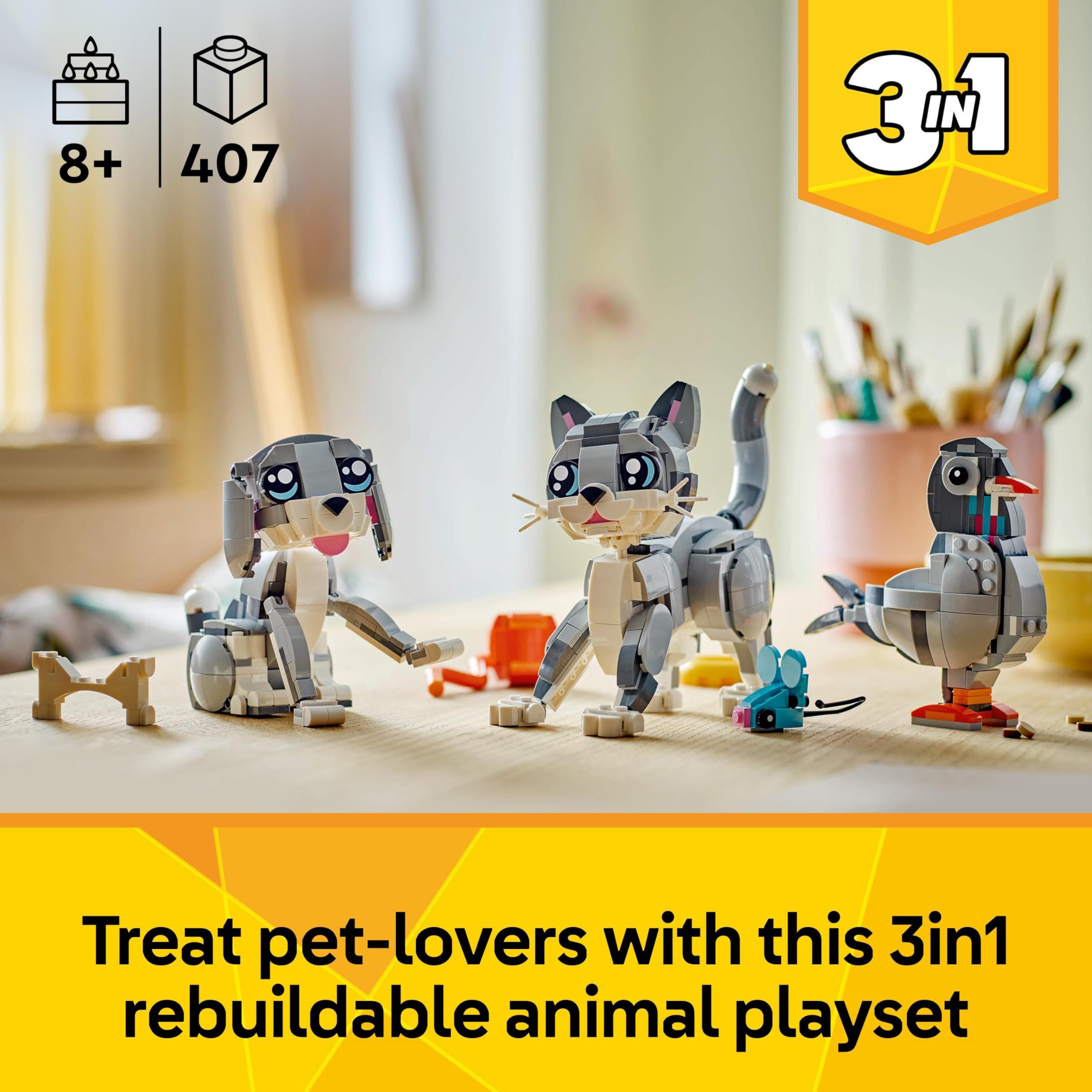 LEGO Creator 3in1 Playful Cat Toy - Buildable Cat, Dog & Pigeon Models for Ages 8+ 3